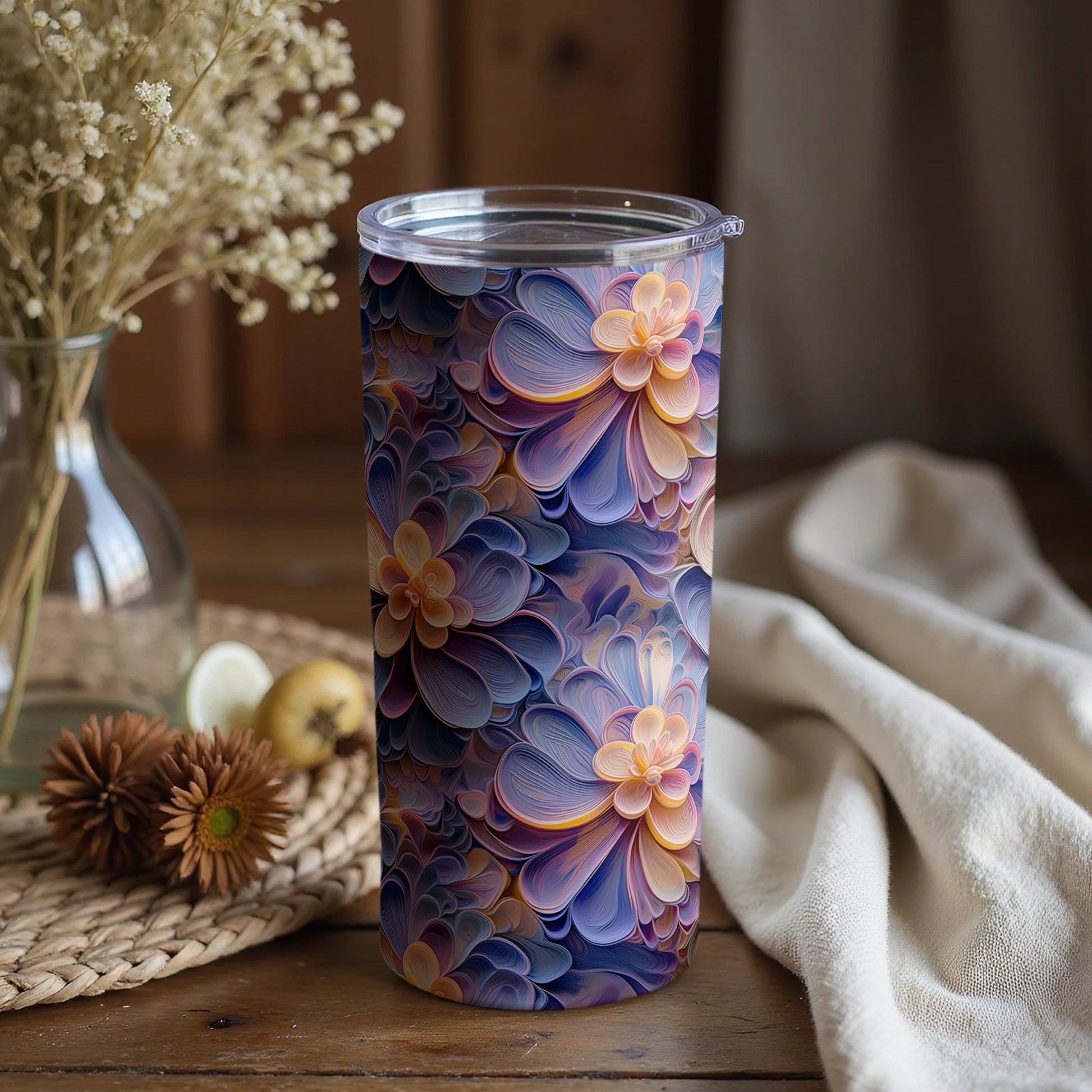 Stunning Floral Insulated Travel Tumbler Cup 20 oz
