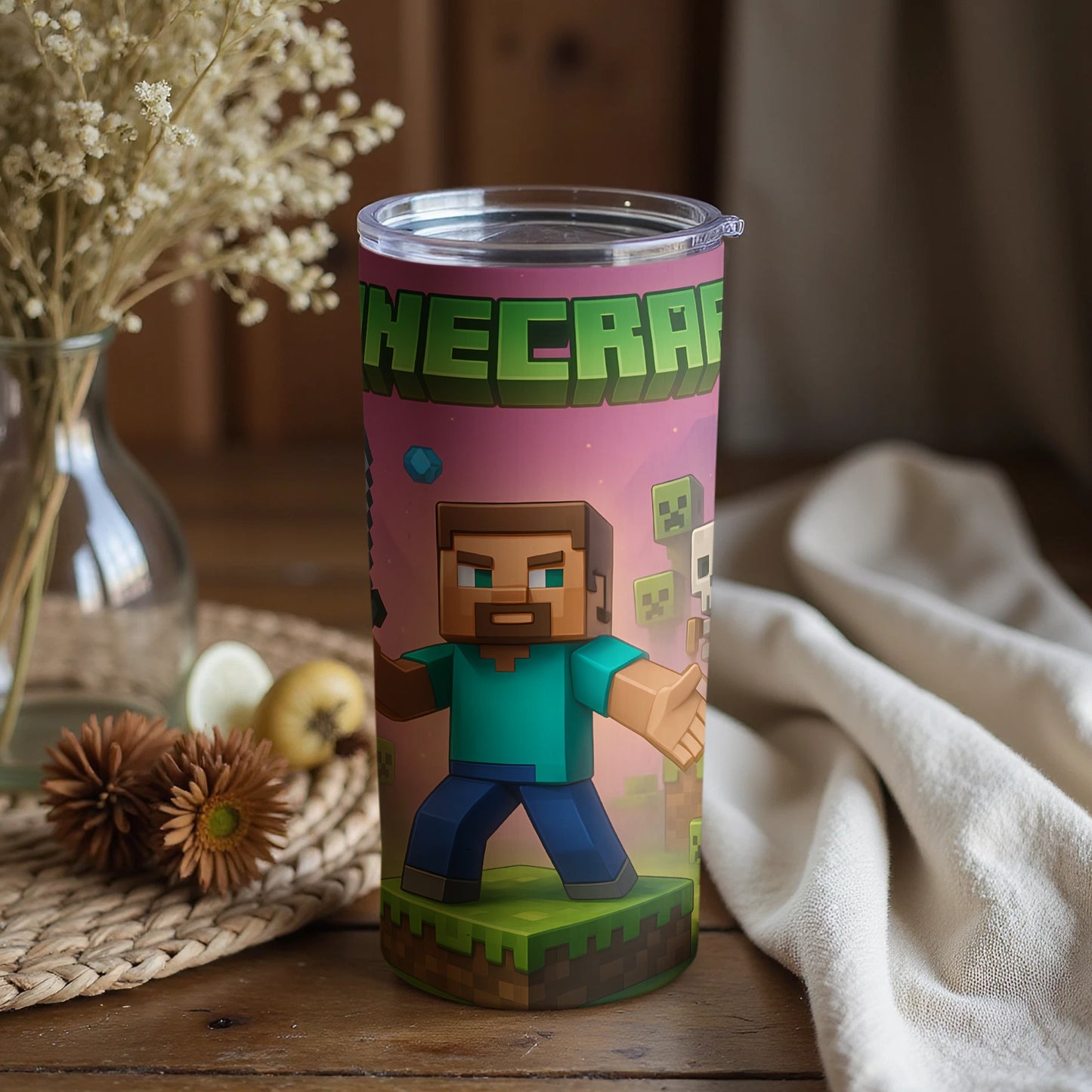 Minecraft Steve and Creeper Design Tumbler