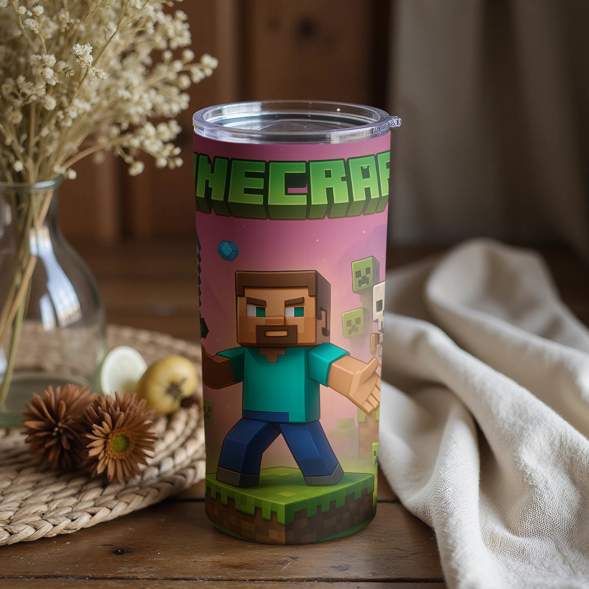 Minecraft Steve and Creeper Design Tumbler