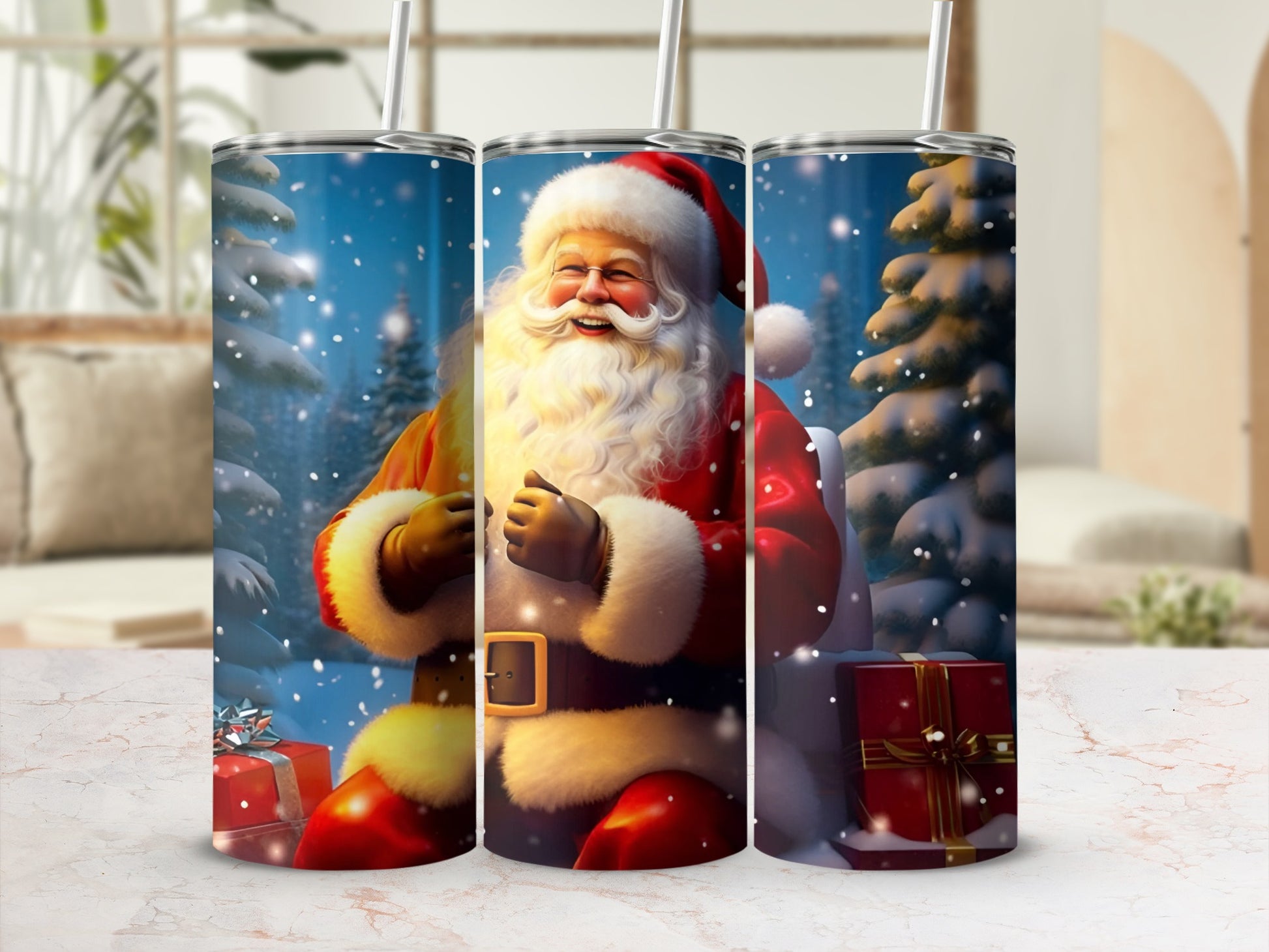 Festive Santa Claus and Presents Insulated Tumbler
