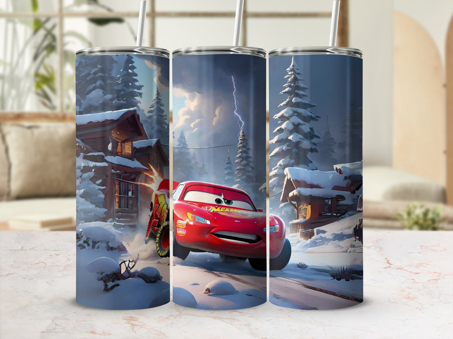 Lightning McQueen Winter Wonderland Travel Mug