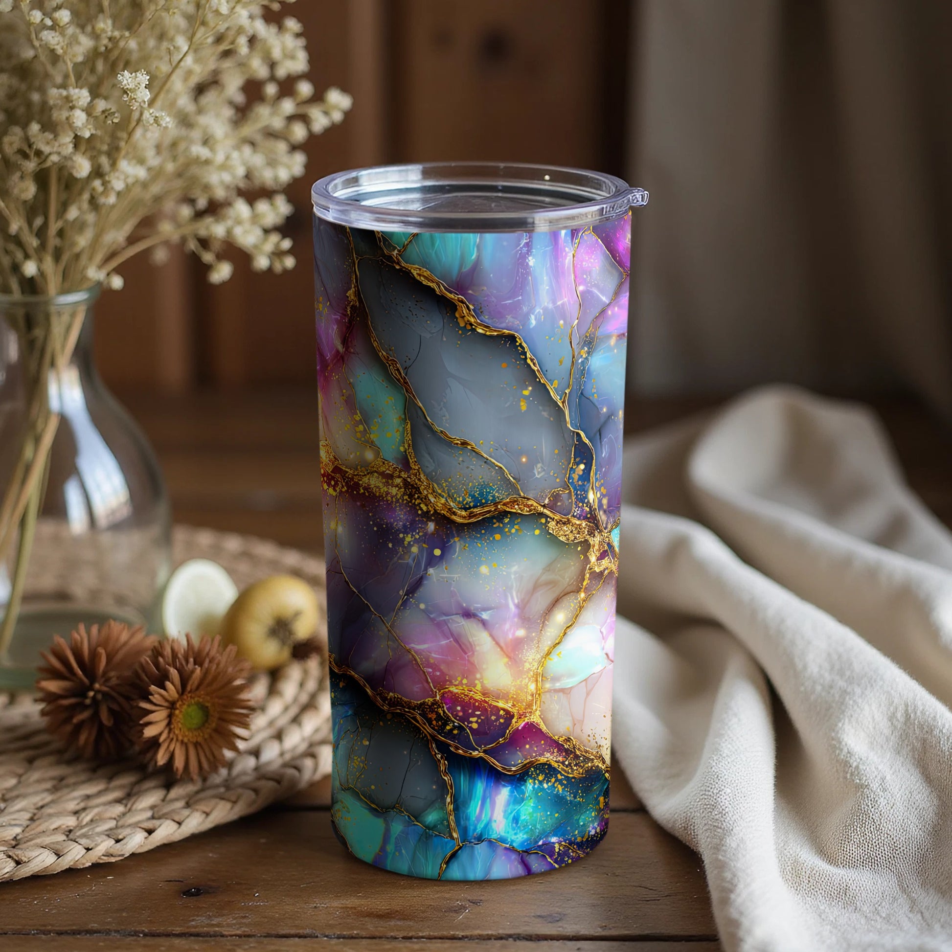 Stunning Abstract Art Marble Pattern Tumbler Design