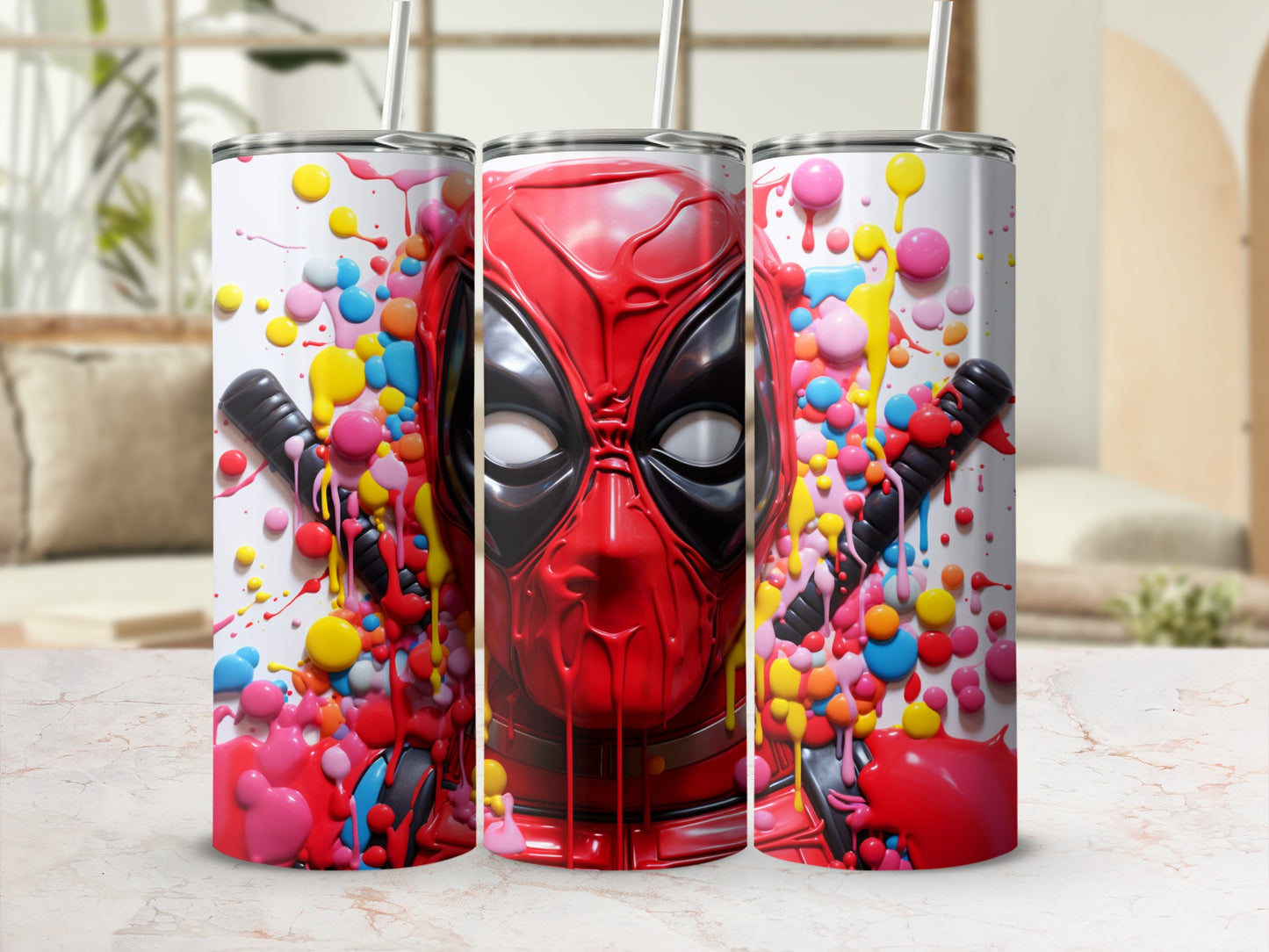 Colorful Superhero Splatter Design Tumbler Product