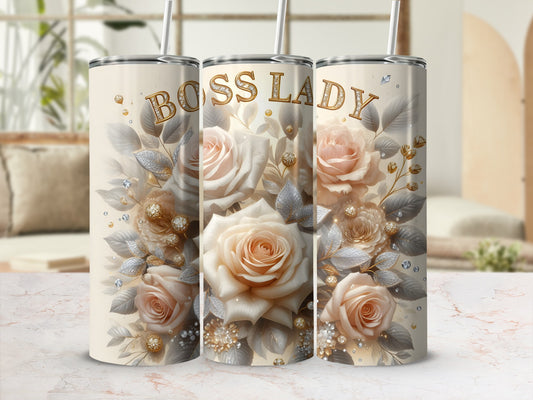 Elegant Boss Lady Rose Design Insulated Tumbler Cup