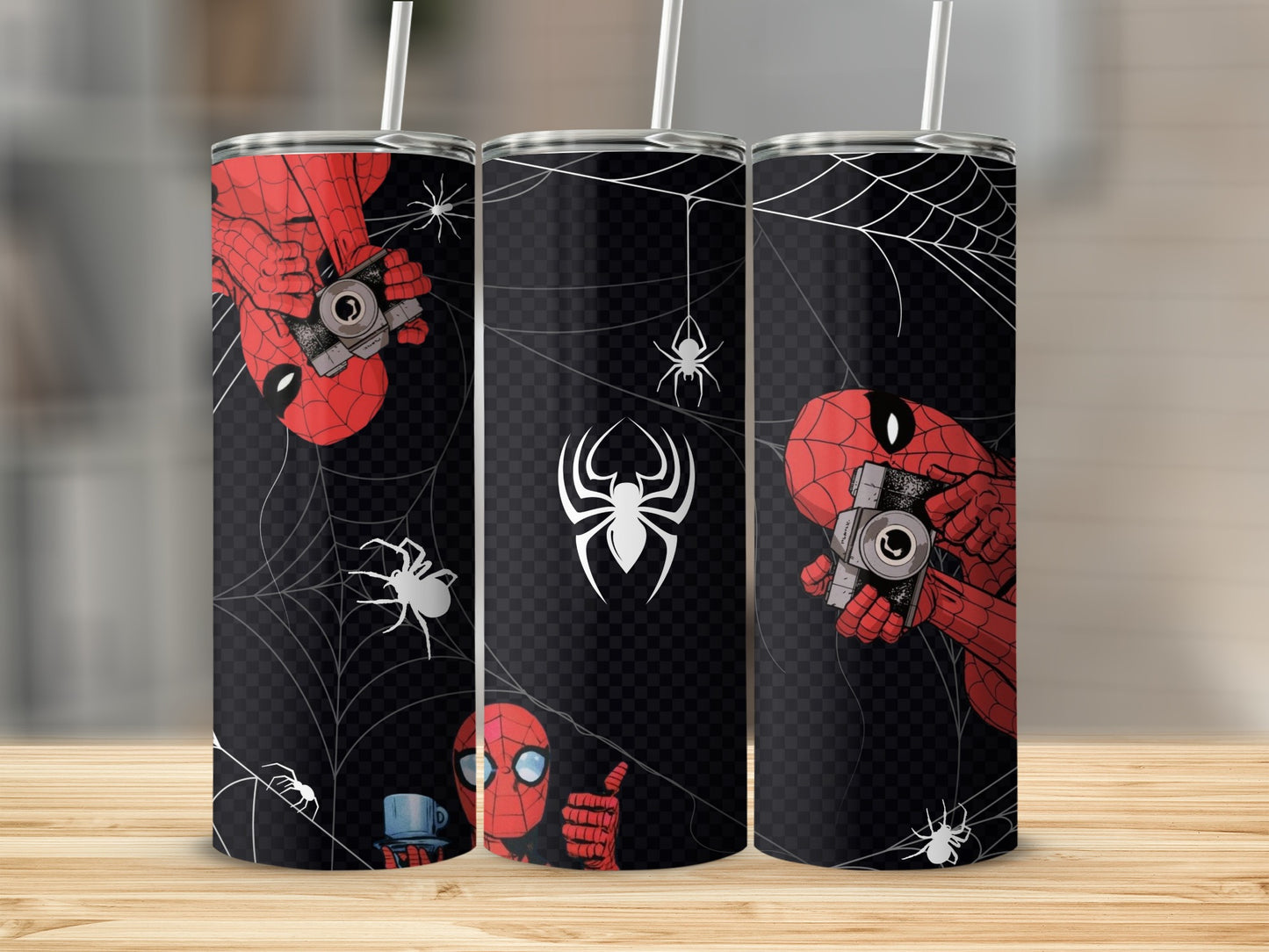 Spider Web Camera Design Tumbler Flask Cup Drinkware