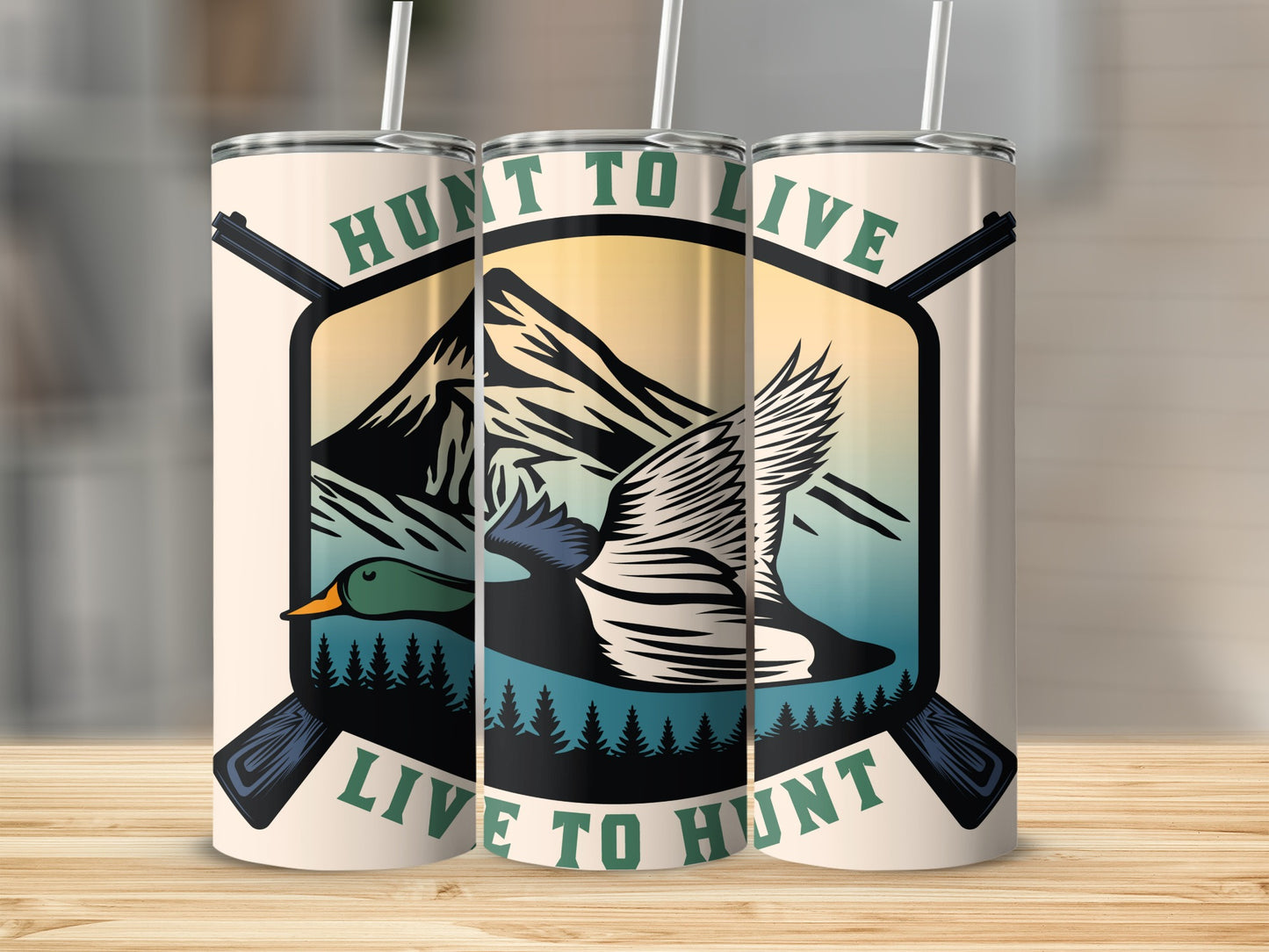 Hunt to Live Live to Hunt nature-themed tumbler