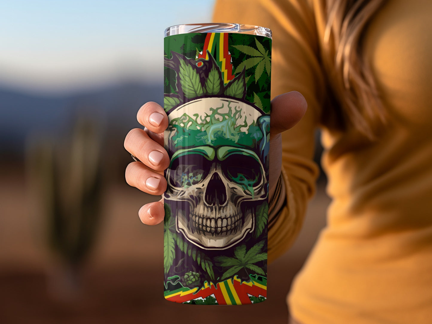 Skull and Leaf Design Tumbler for a Unique Style