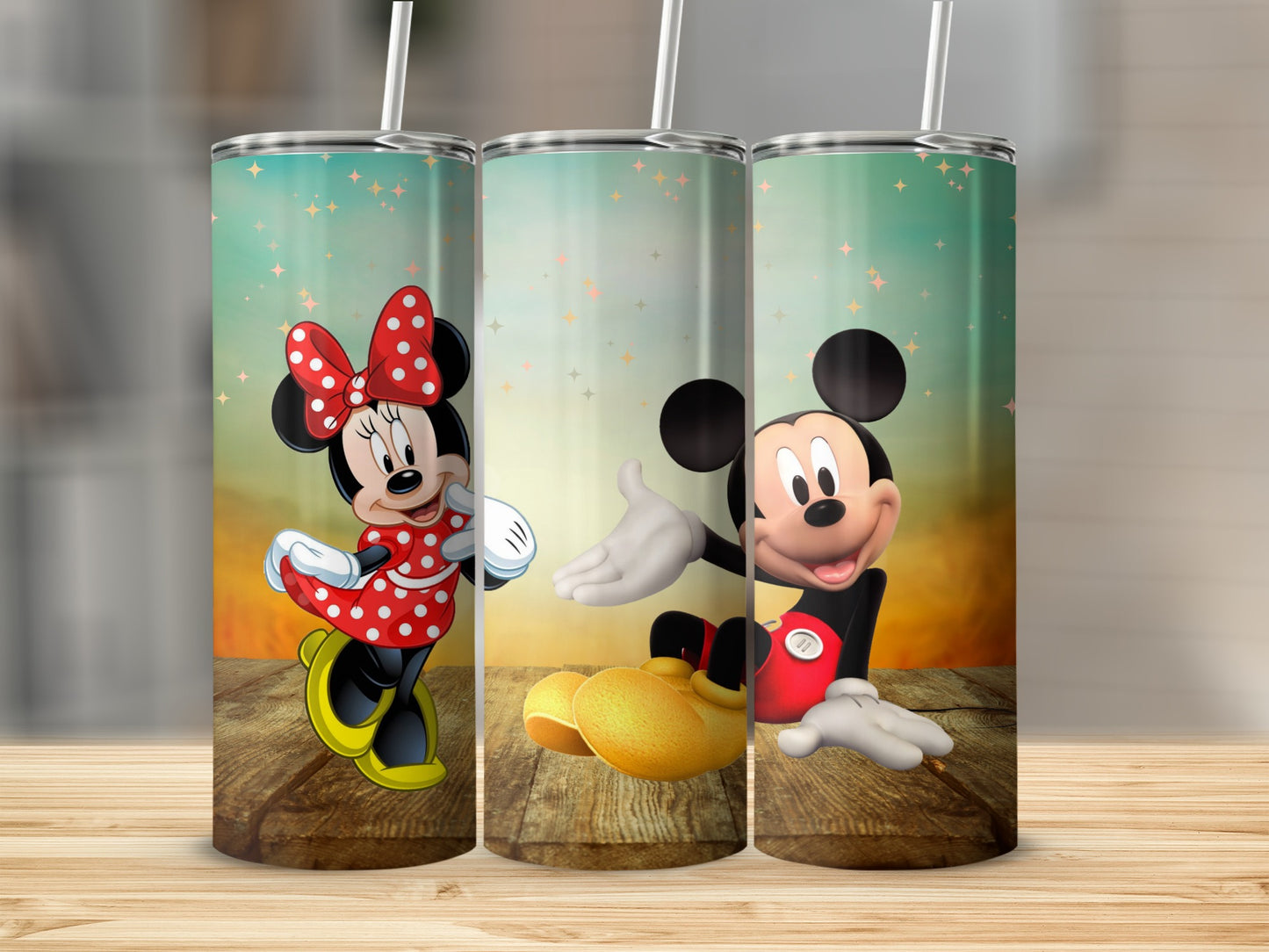 Cute Disney Characters Painted Tumbler Cup