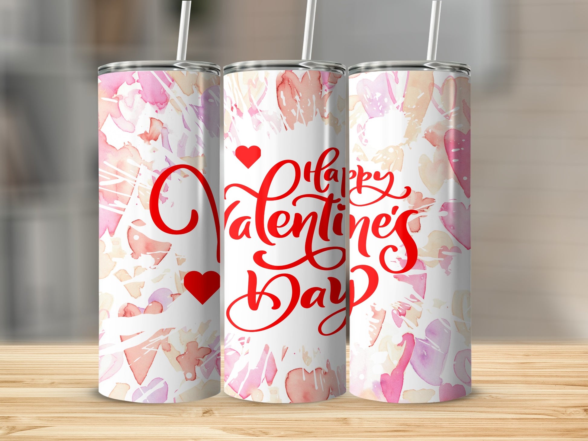 Happy Valentine's Day Hearts Personalized Tumbler Gift