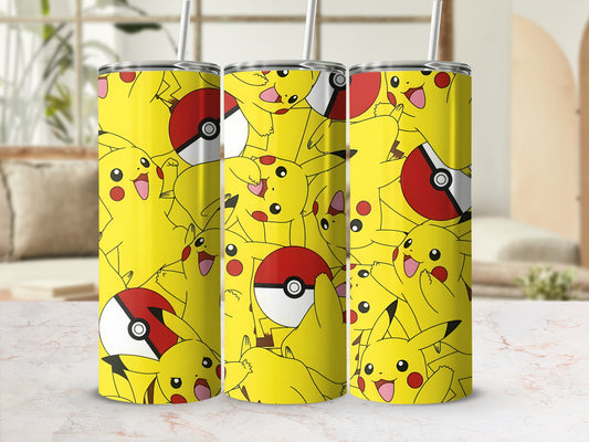 Pikachu and Pokeball Design Insulated Tumbler