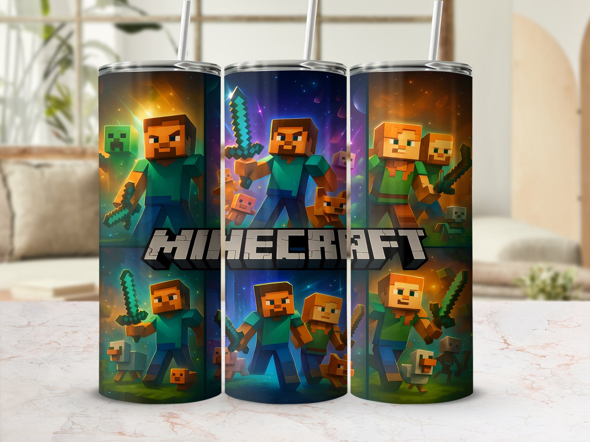 Minecraft Characters Themed Tumbler 20oz Stainless Steel