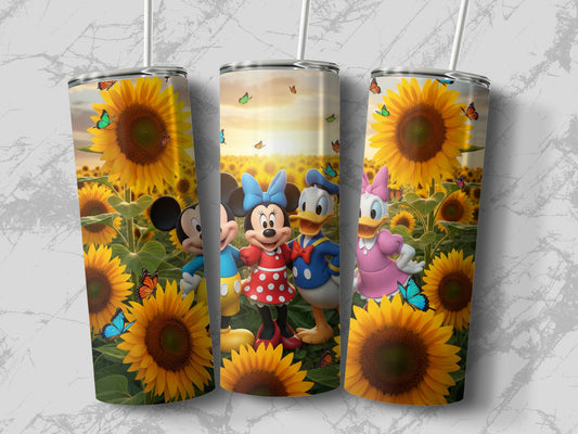 Colorful Sunflower Cartoon Characters Tumbler Cup