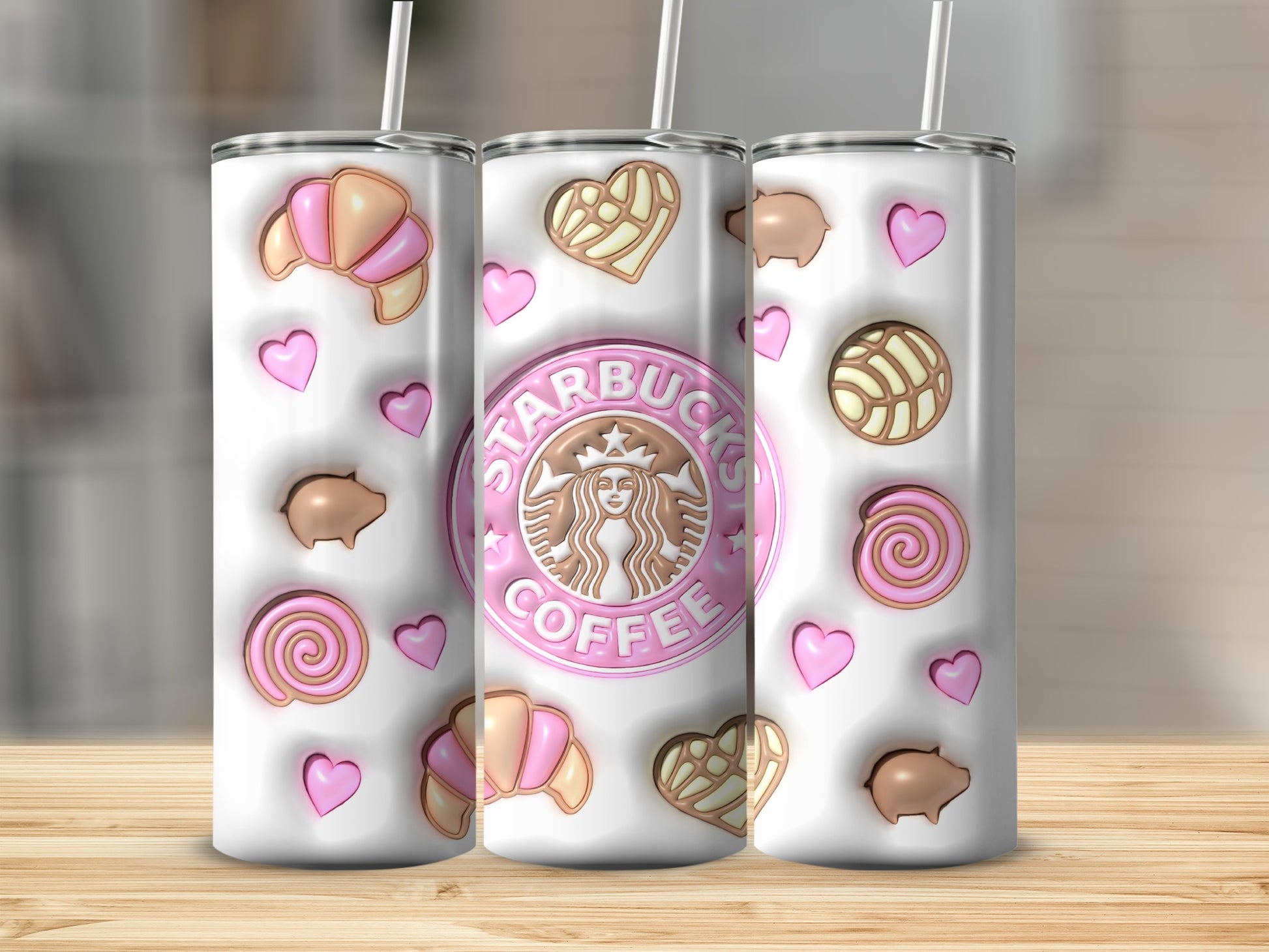 Starbucks Coffee Pink Hearts Croissants Tumblers product type