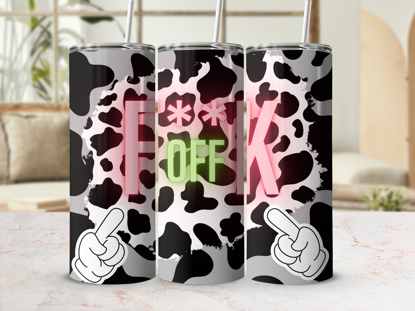 Bold Cow Print Design Insulated Tumbler