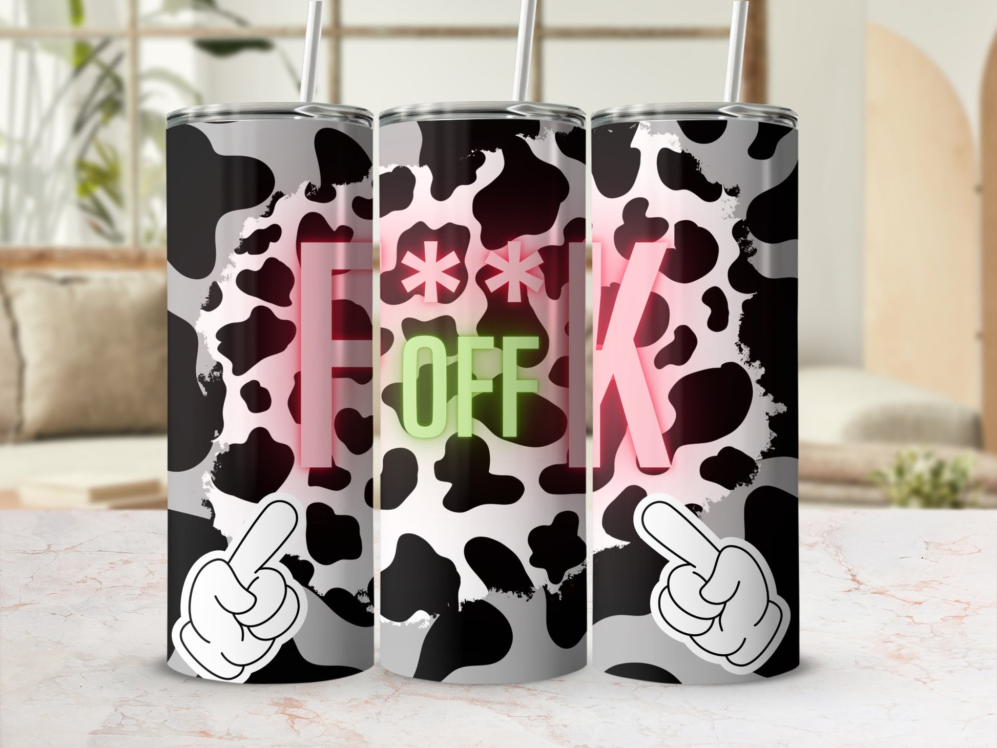 Bold Cow Print Design Insulated Tumbler