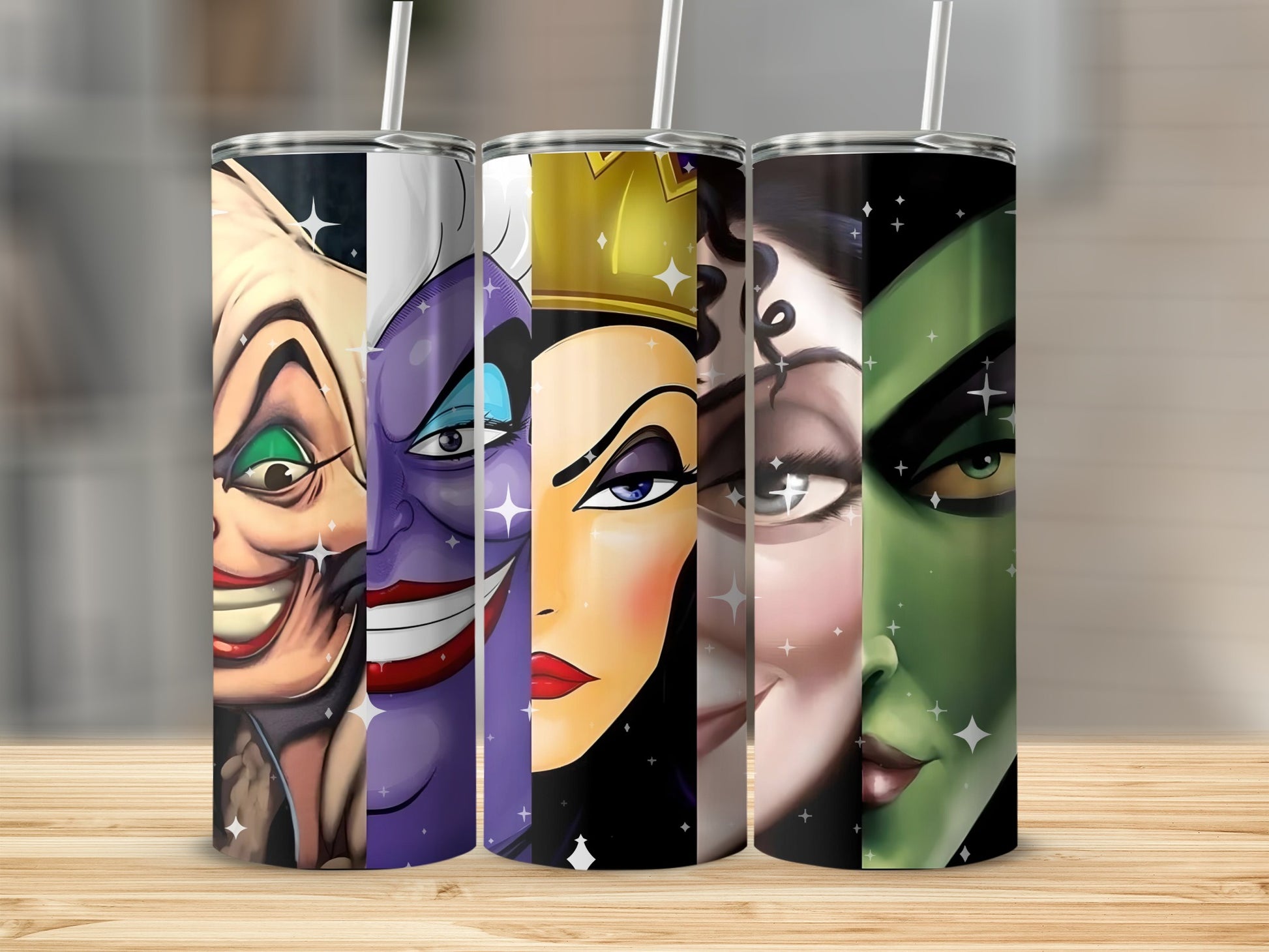 Cartoon Villain Characters Tumbler Cup with Straw