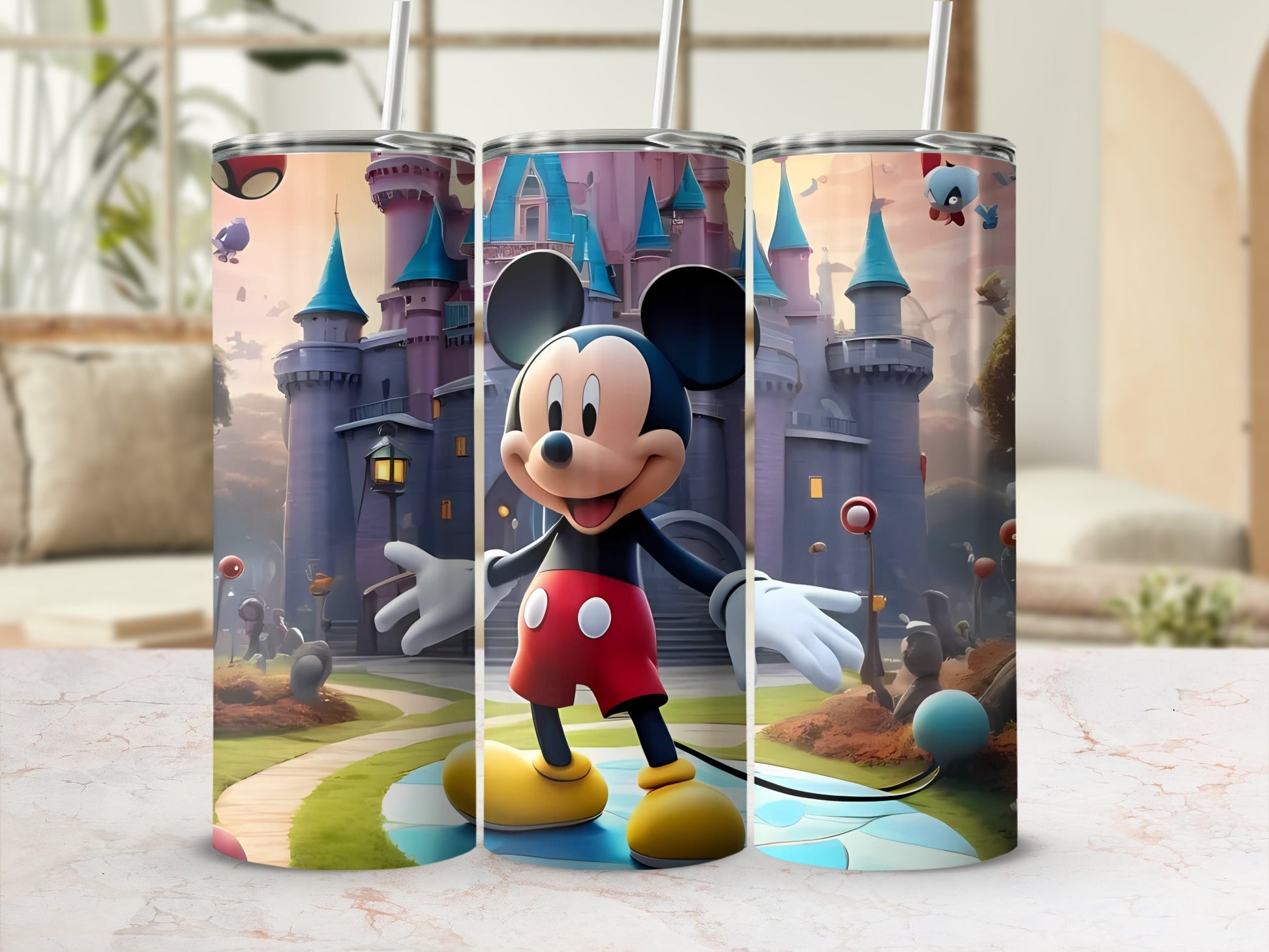 Cartoon Castle Scene with Iconic Character Tumbler