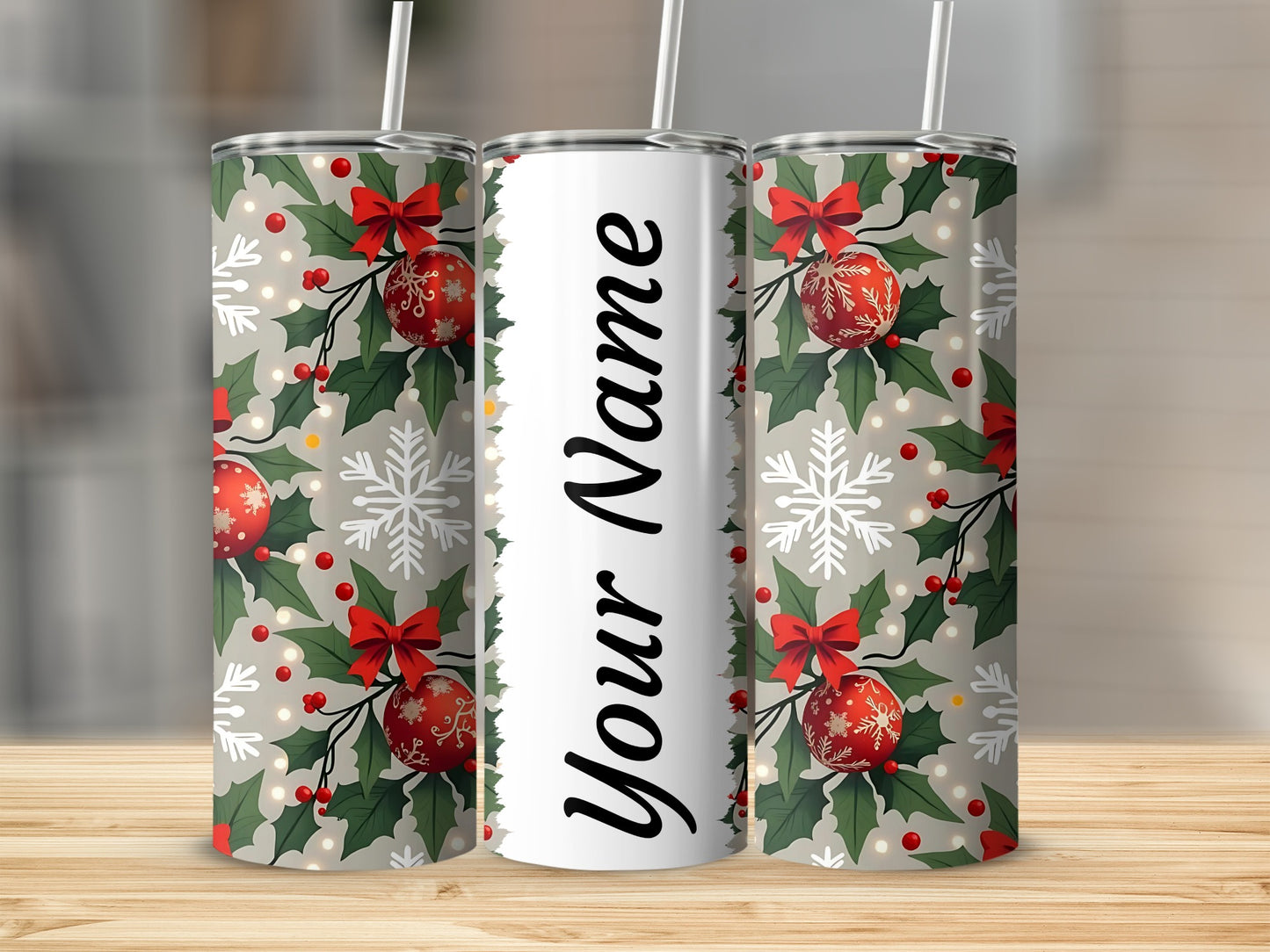 Personalized Christmas Themed Tumbler Holiday Gift