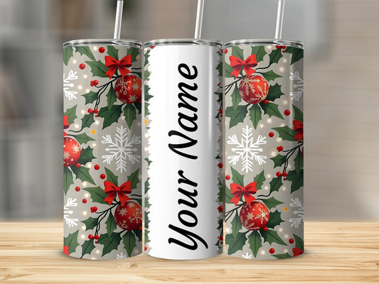 Personalized Christmas Themed Tumbler Holiday Gift