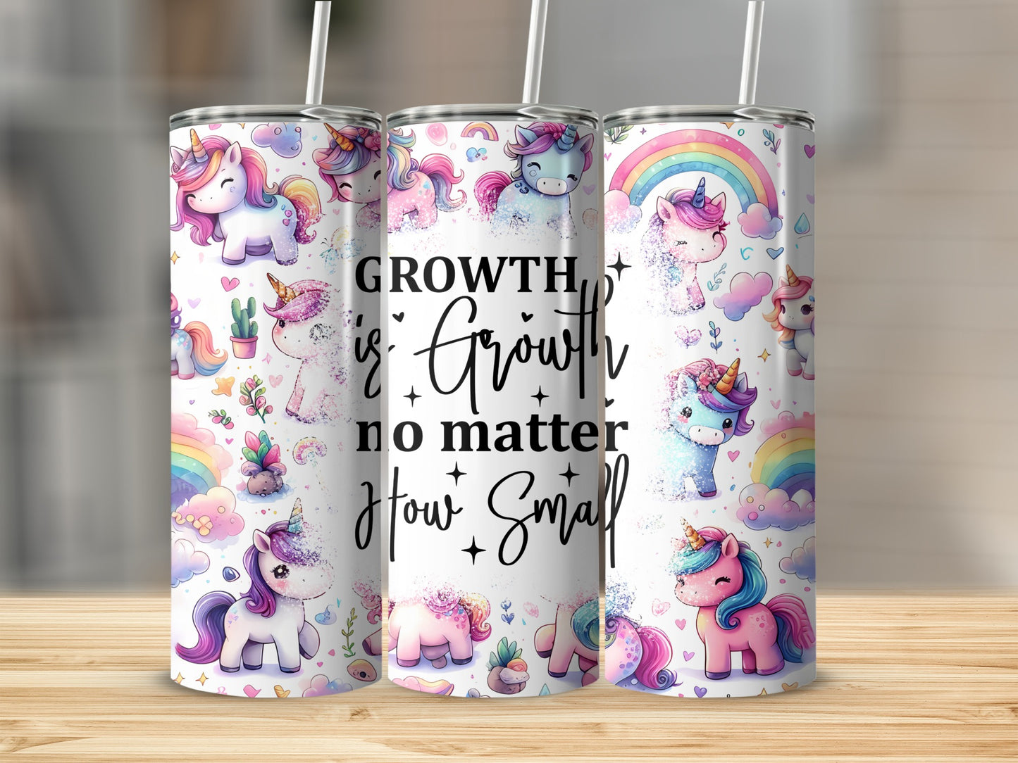 Growth Matters Colorful Unicorns Rainbow Pattern