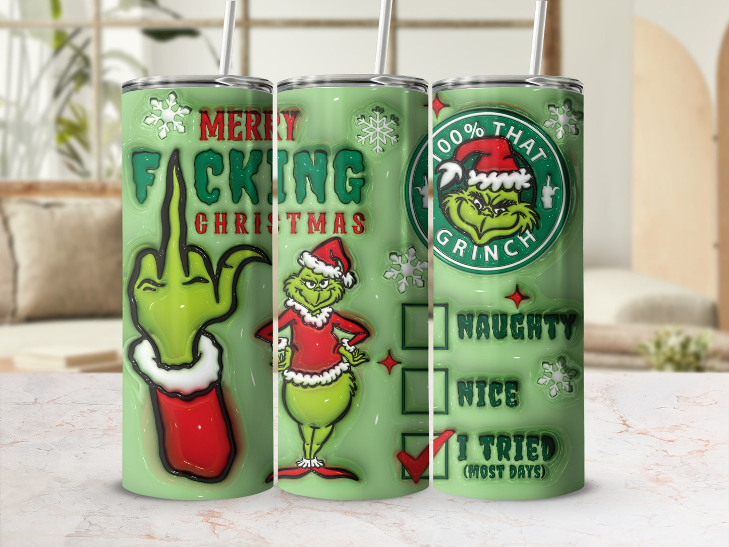Merry F***ing Christmas Naughty Grinch Holiday Tumbler