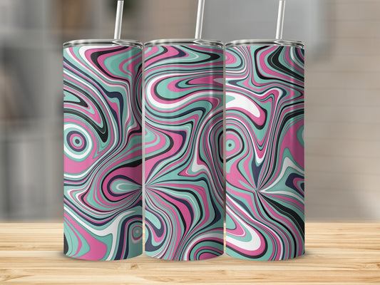 Abstract Colorful Swirls Pink Aqua Design Tumblers