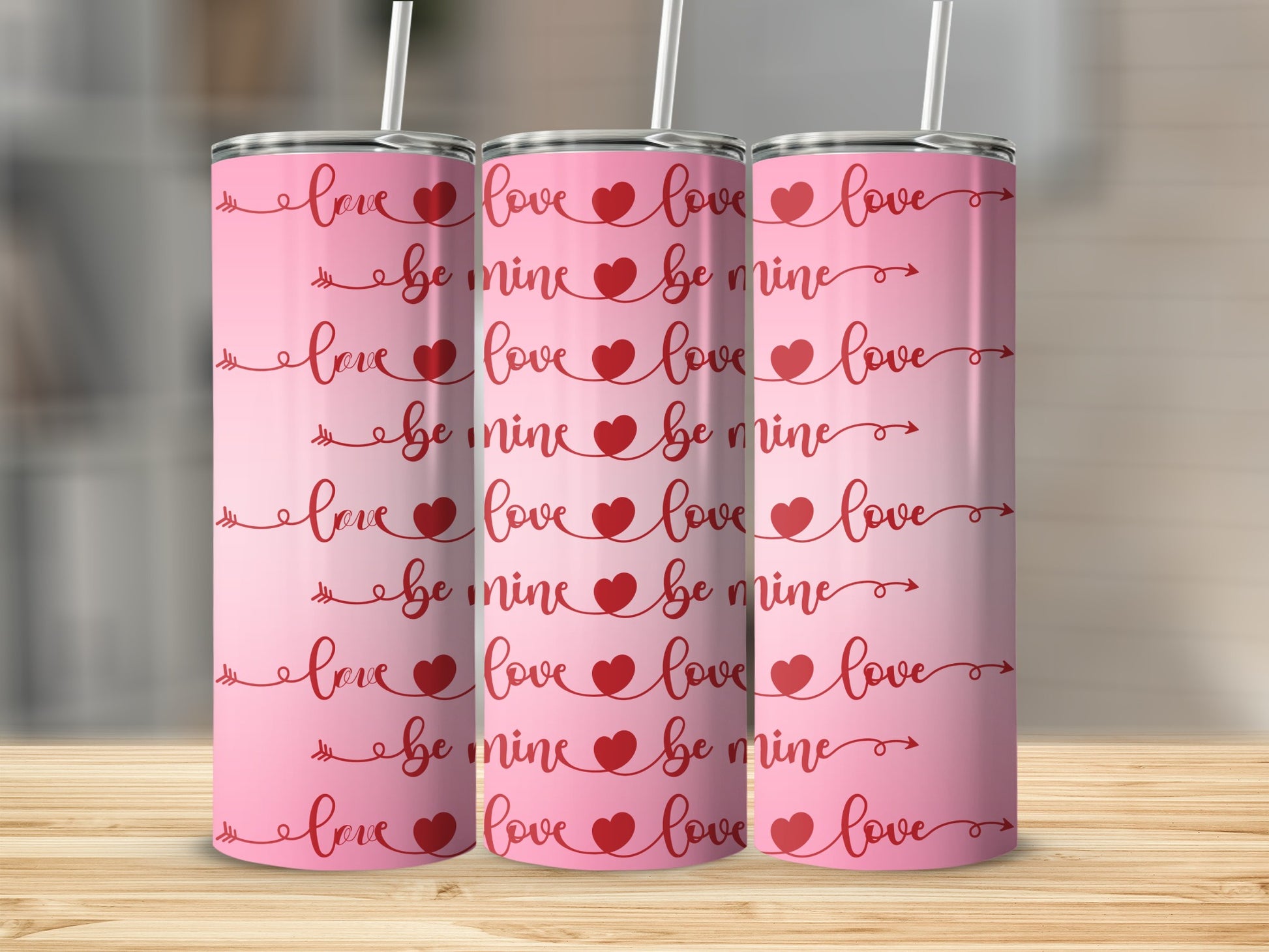 Love Be Mine Heart Design Tumbler for Valentine's Day