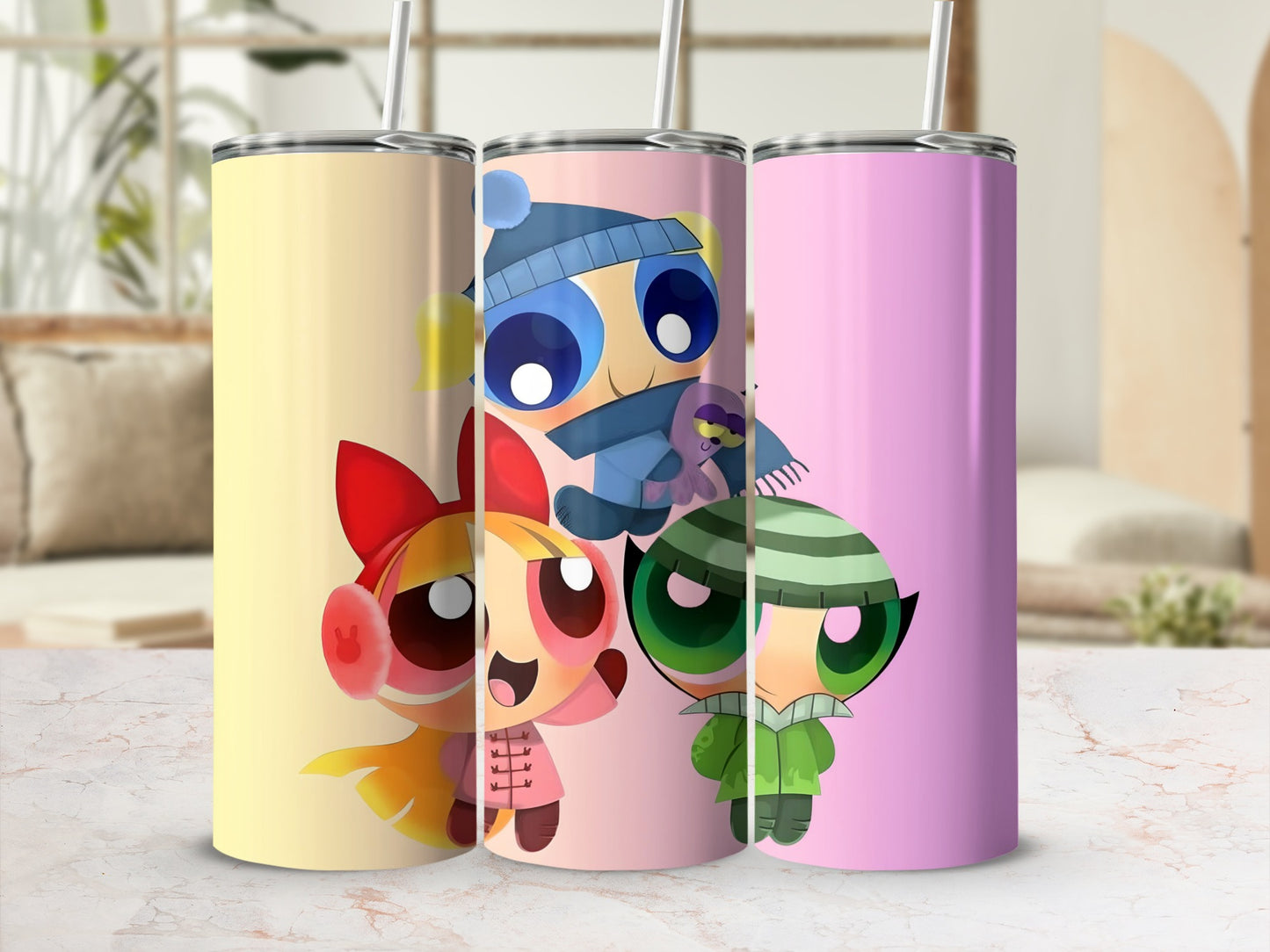Cute Chibi Cartoon Characters on Tumbler Cup