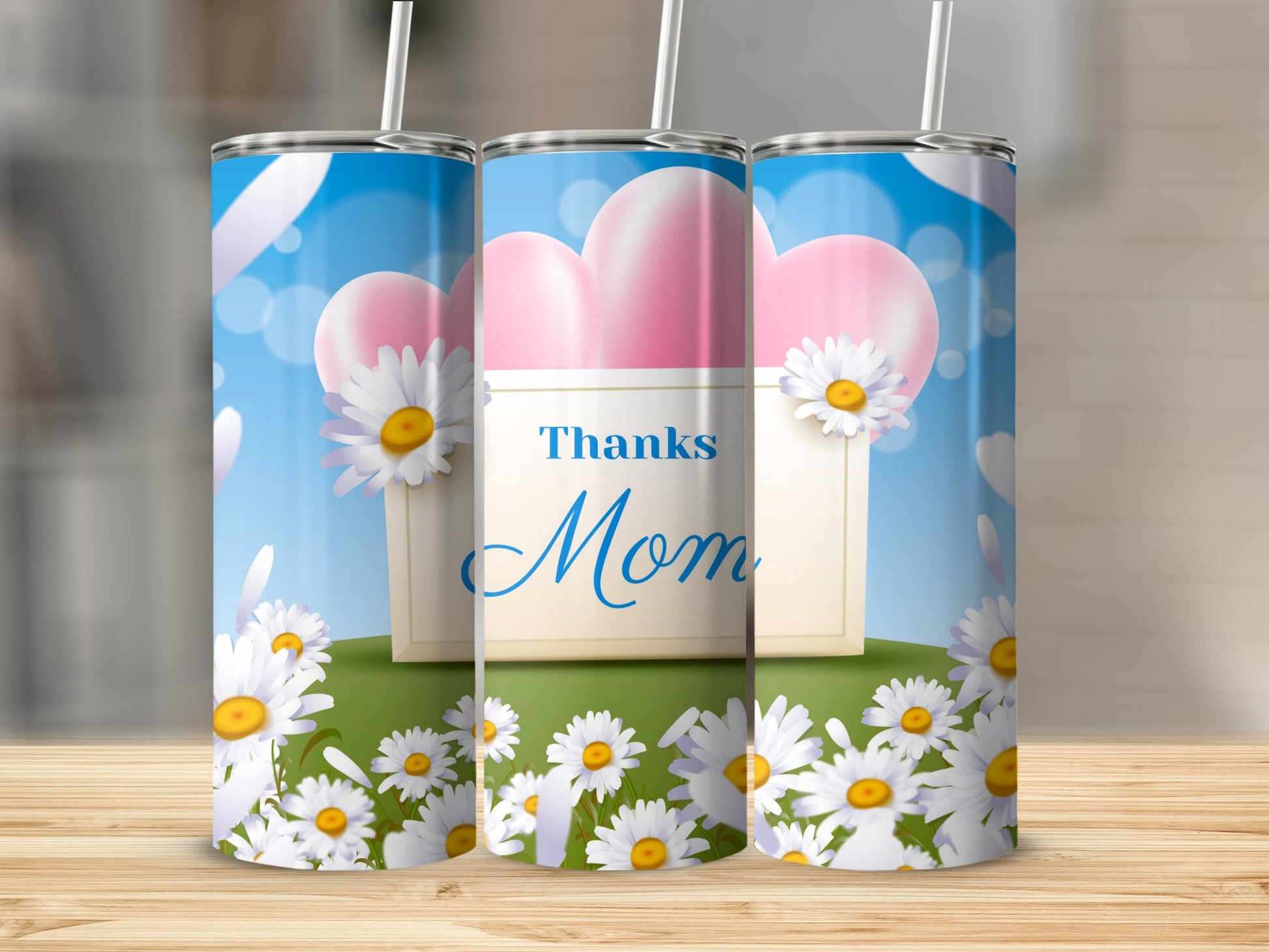 Thanks Mom Floral Decoration with Balloons Tumbler