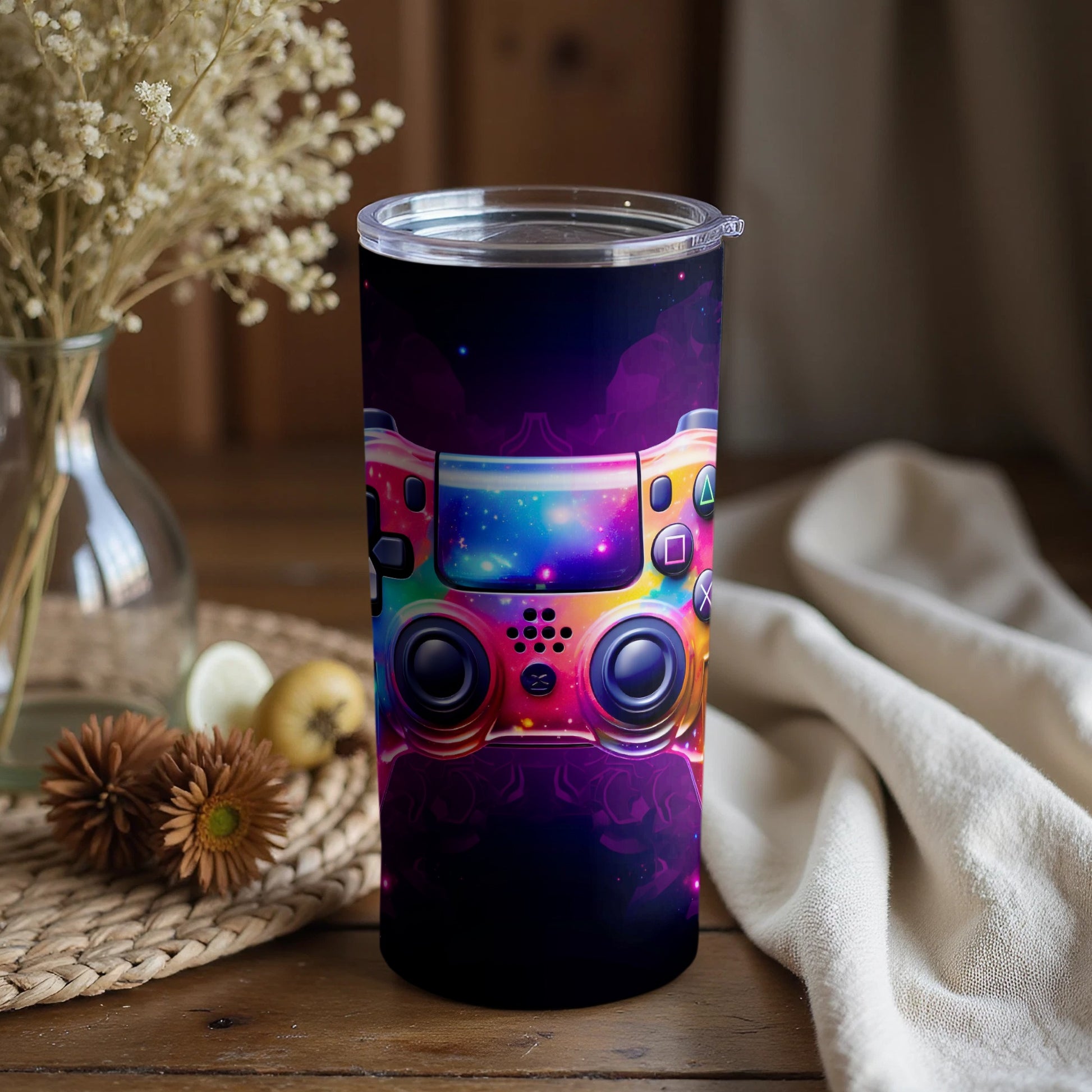 Vibrant Gaming Console Theme Insulated Tumbler