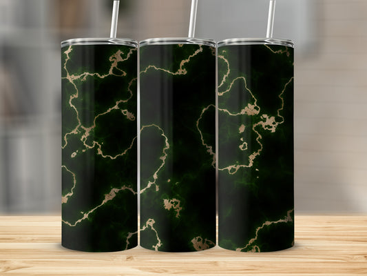 Dark Green with Golden Lines Patterned Design Tumblers