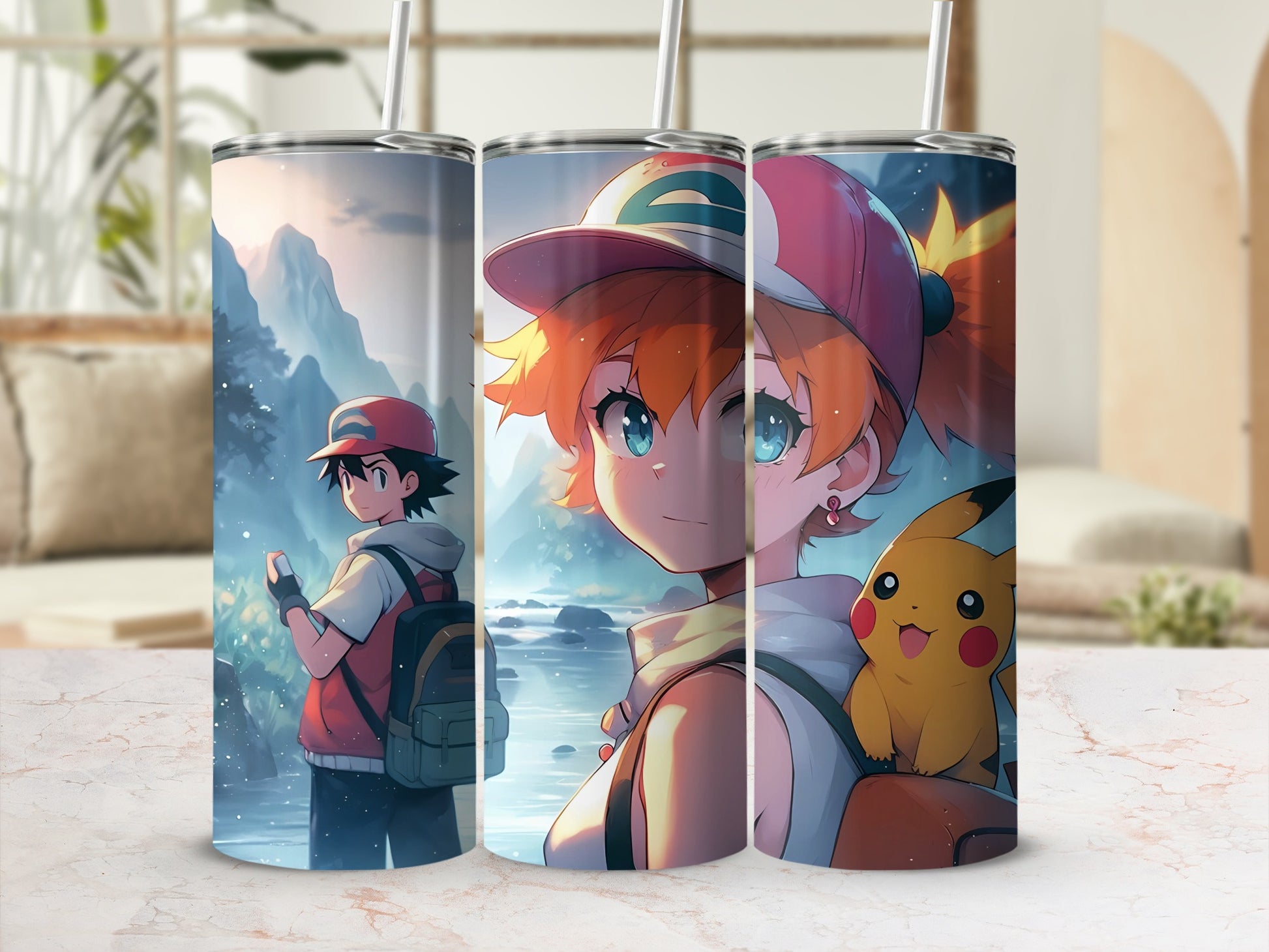 Anime Character Artwork Tumbler with Straw for Travel
