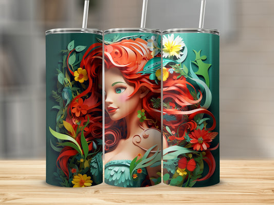 Enchanting Floral Red Haired Lady Tumbler
