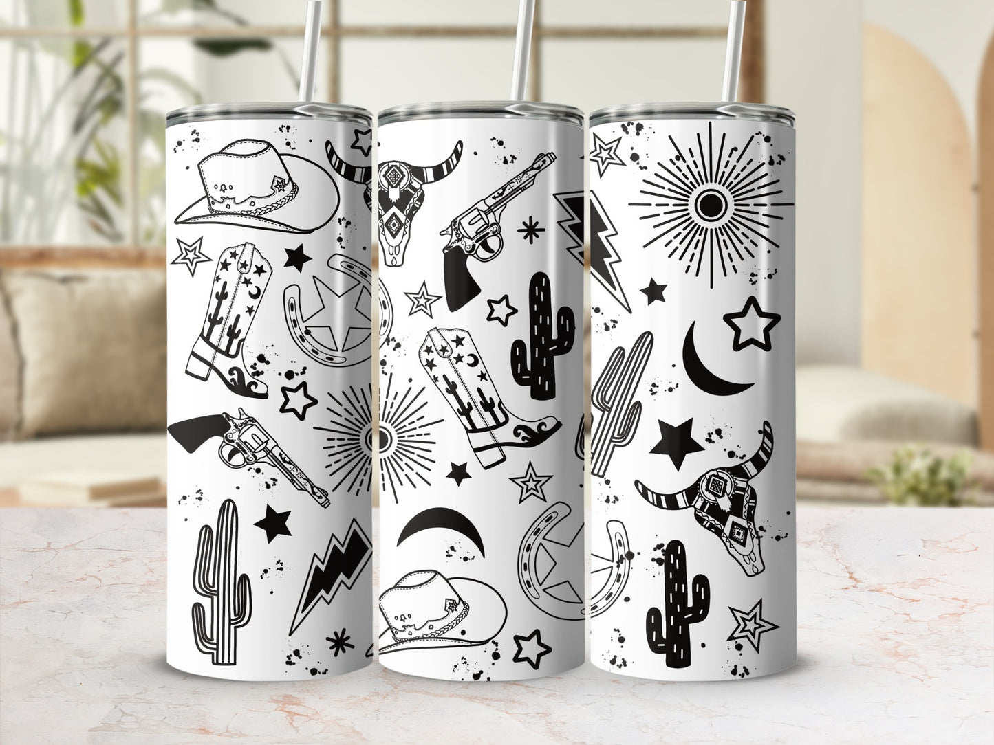 Western Cowboy Themed Stainless Steel Tumbler