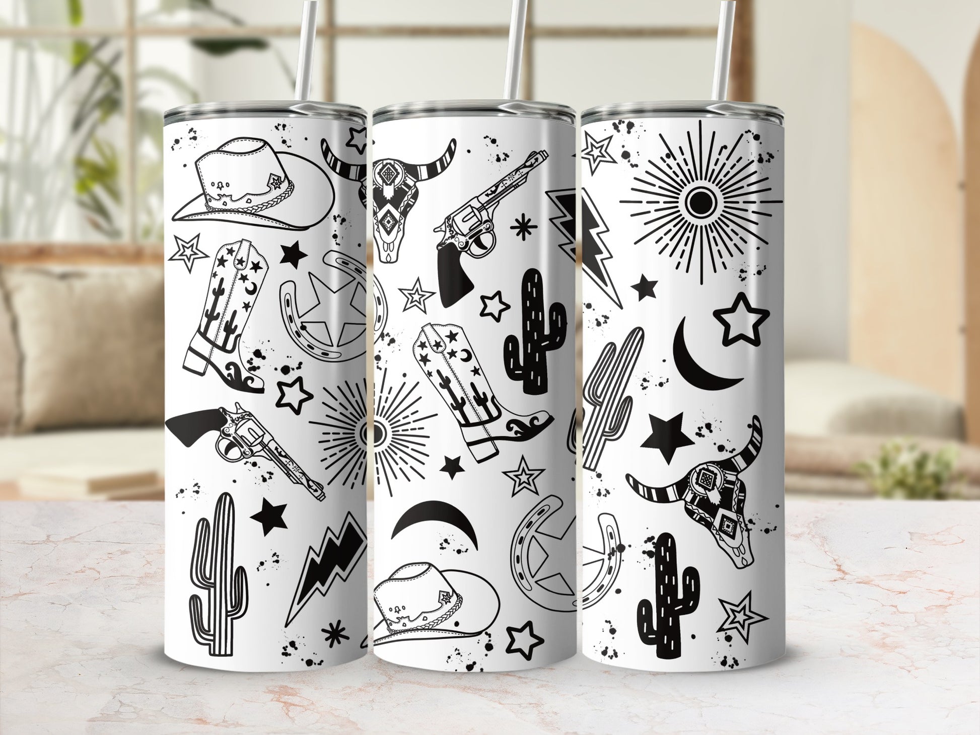 Western Cowboy Themed Stainless Steel Tumbler