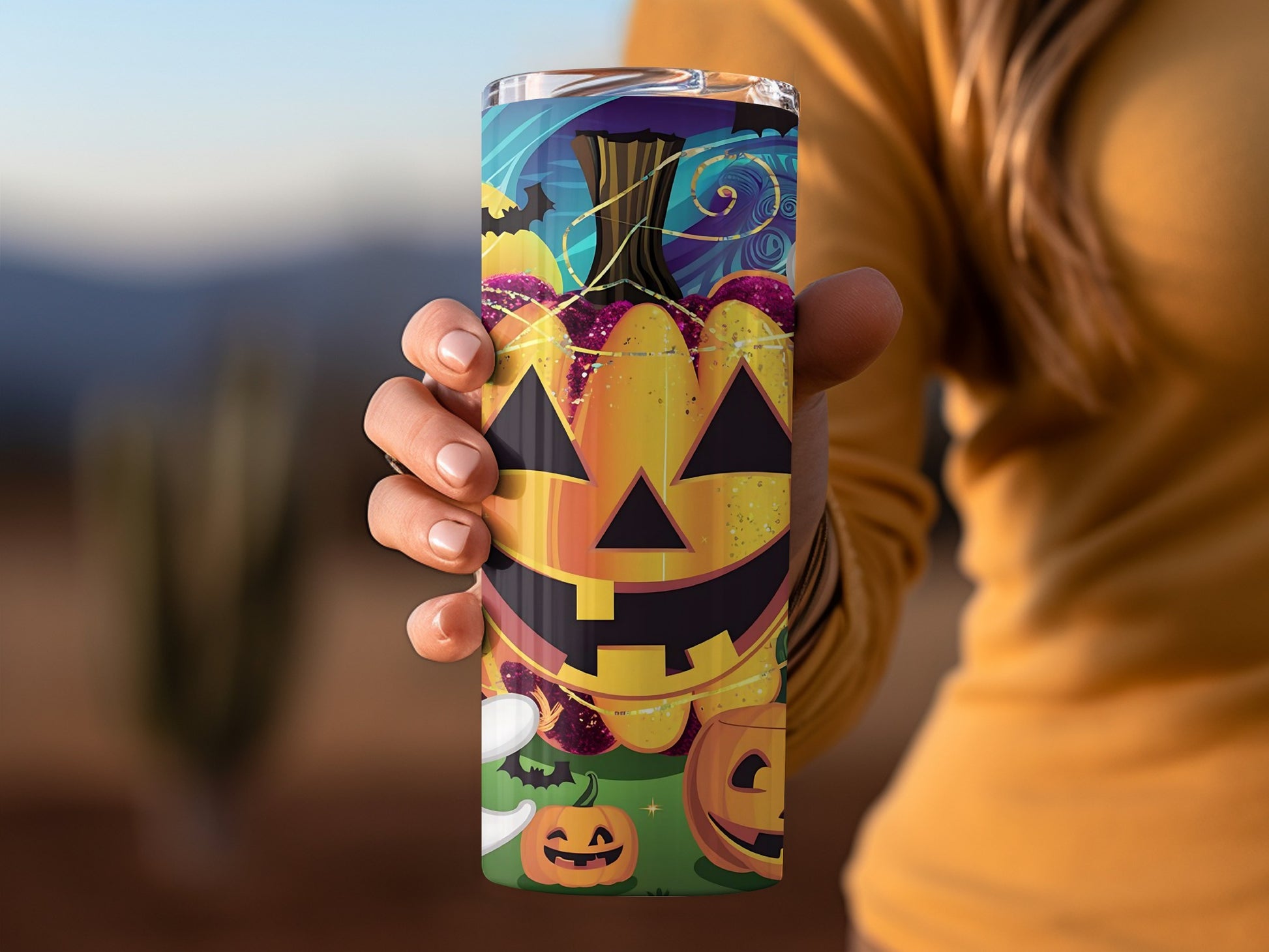 Colorful Halloween Pumpkin Design Insulated Tumbler