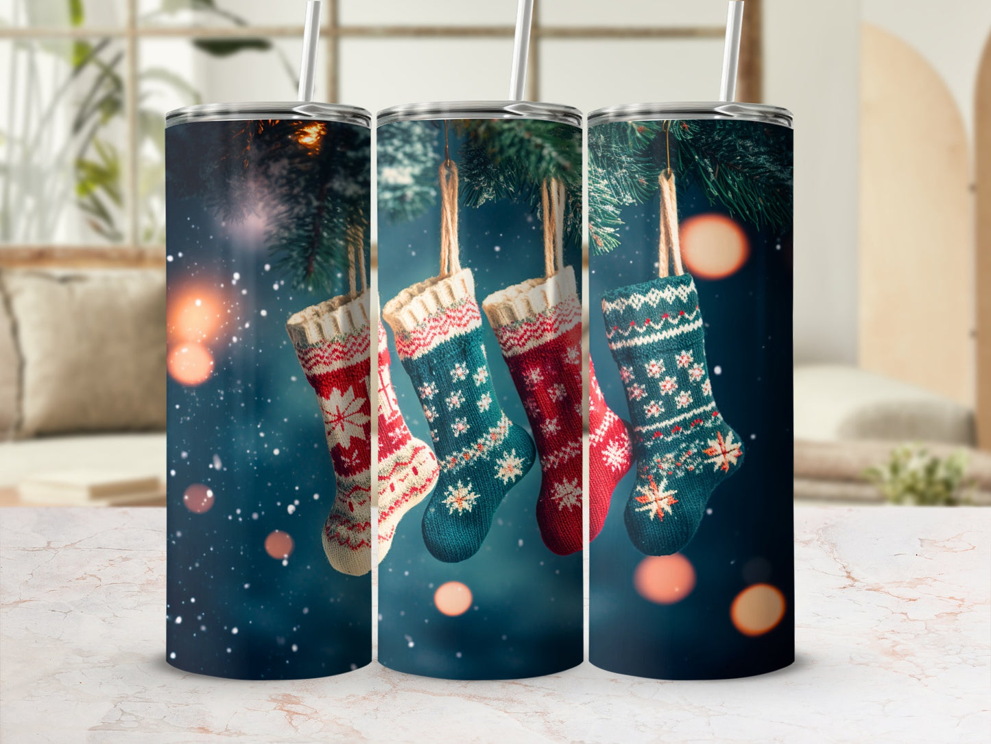 Festive Christmas Stockings Tumbler Holiday Drinkware