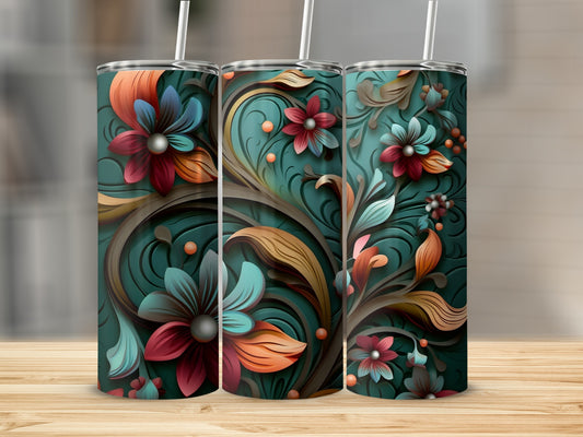 Colorful Layered Floral Pattern Teal Container product type