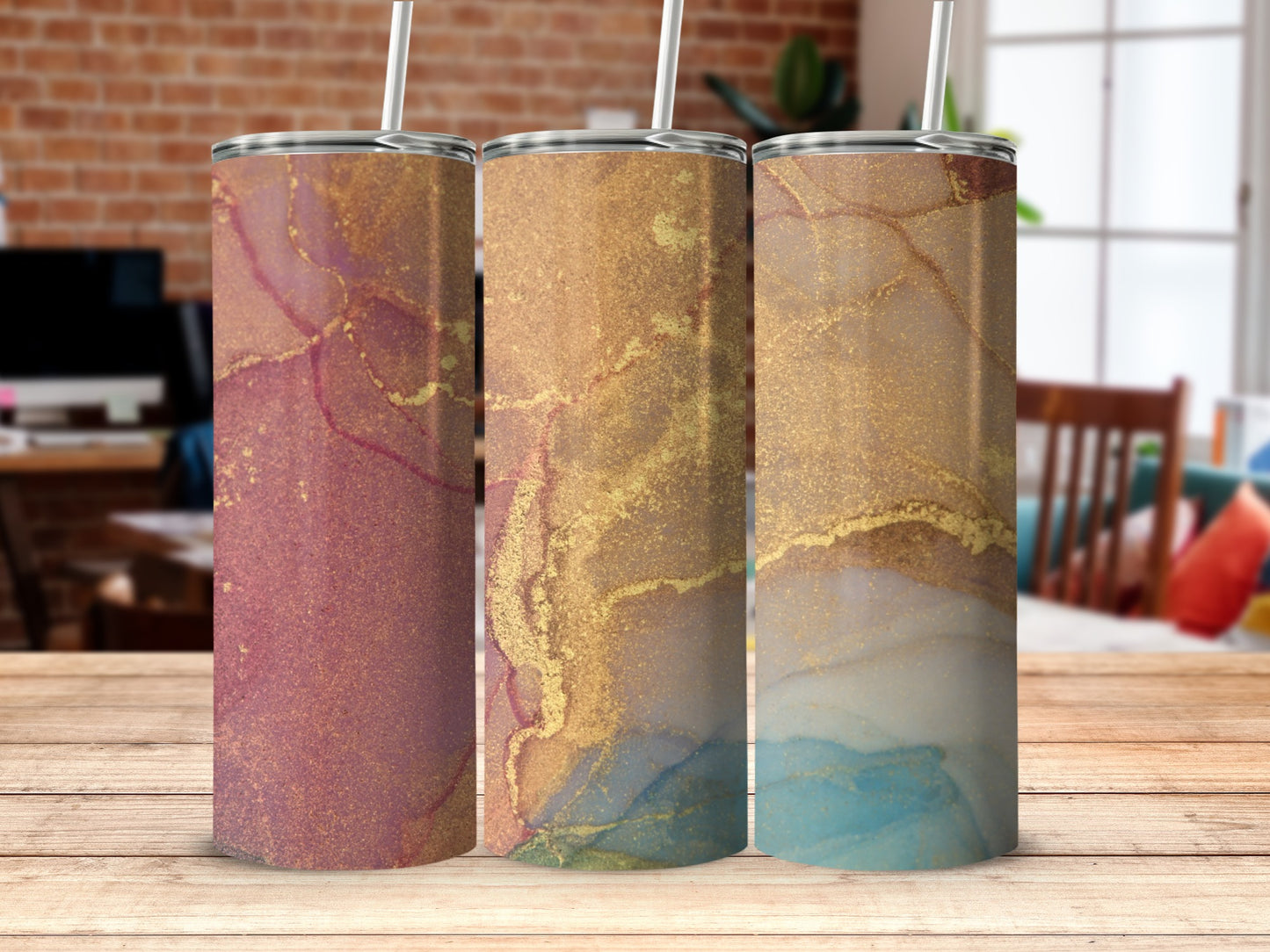 Elegant Marble Design Stainless Steel Tumbler