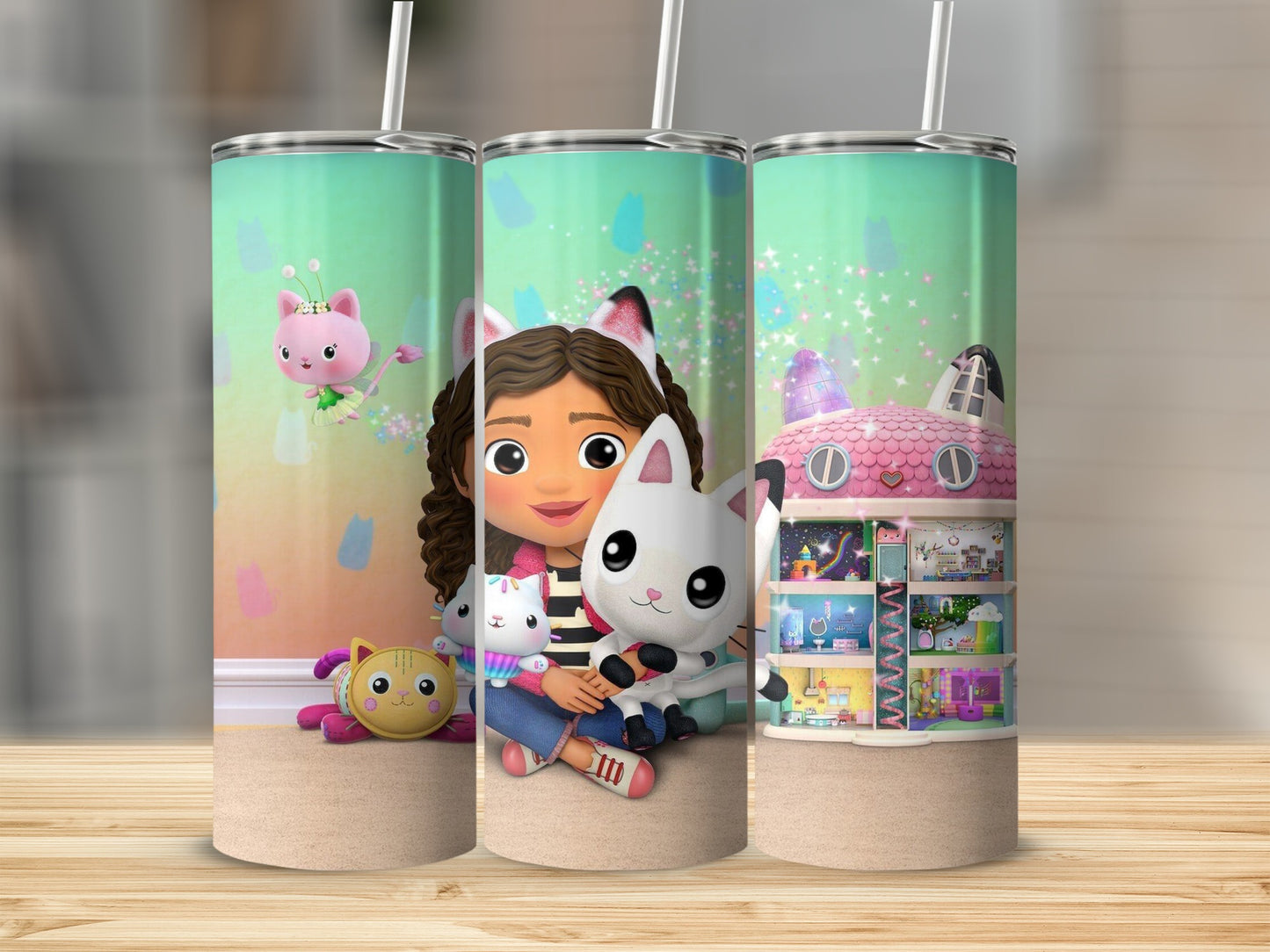 Cute Animated Characters with Cat Tumbler for Kids