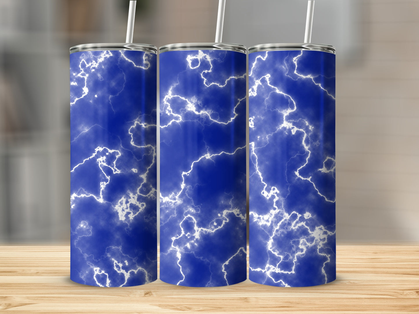 Electric Blue Seamless Lightning Pattern Design Tumblers