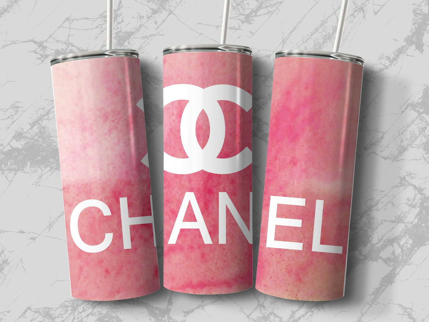 Chanel-Inspired Custom Pink Gradient Tumbler Cup