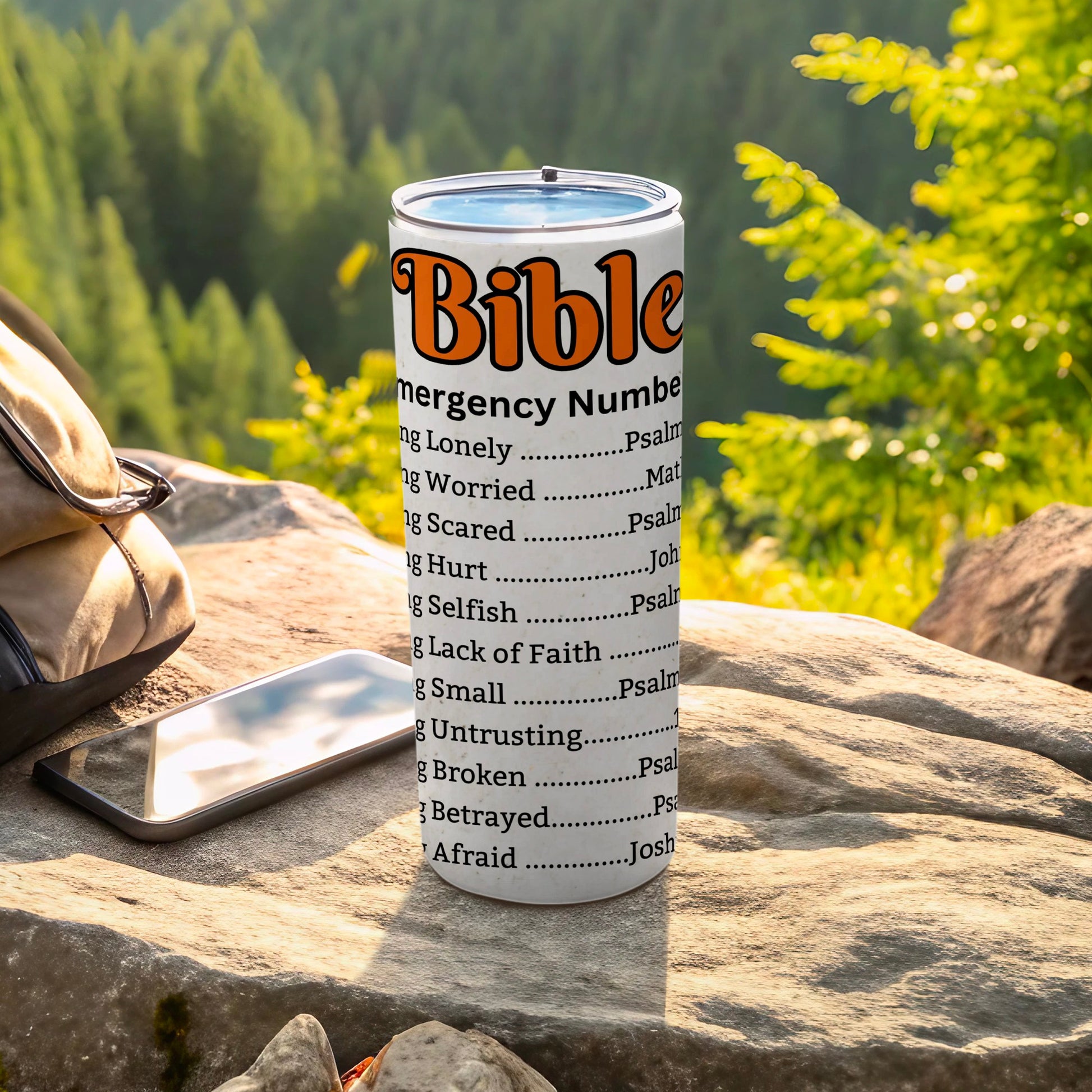 Bible Emergency Numbers Printed Travel Tumbler
