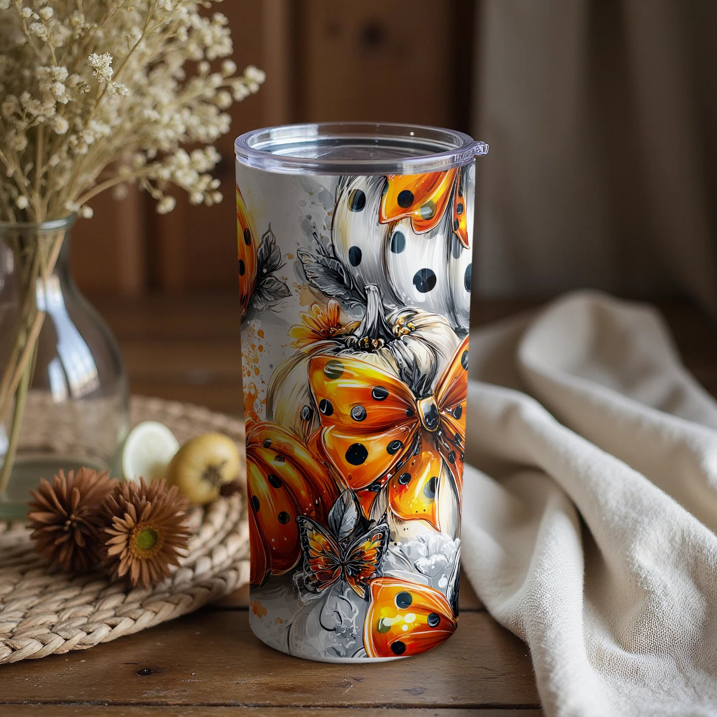 Elegant Butterfly and Ladybug Tumbler 20 oz Cup