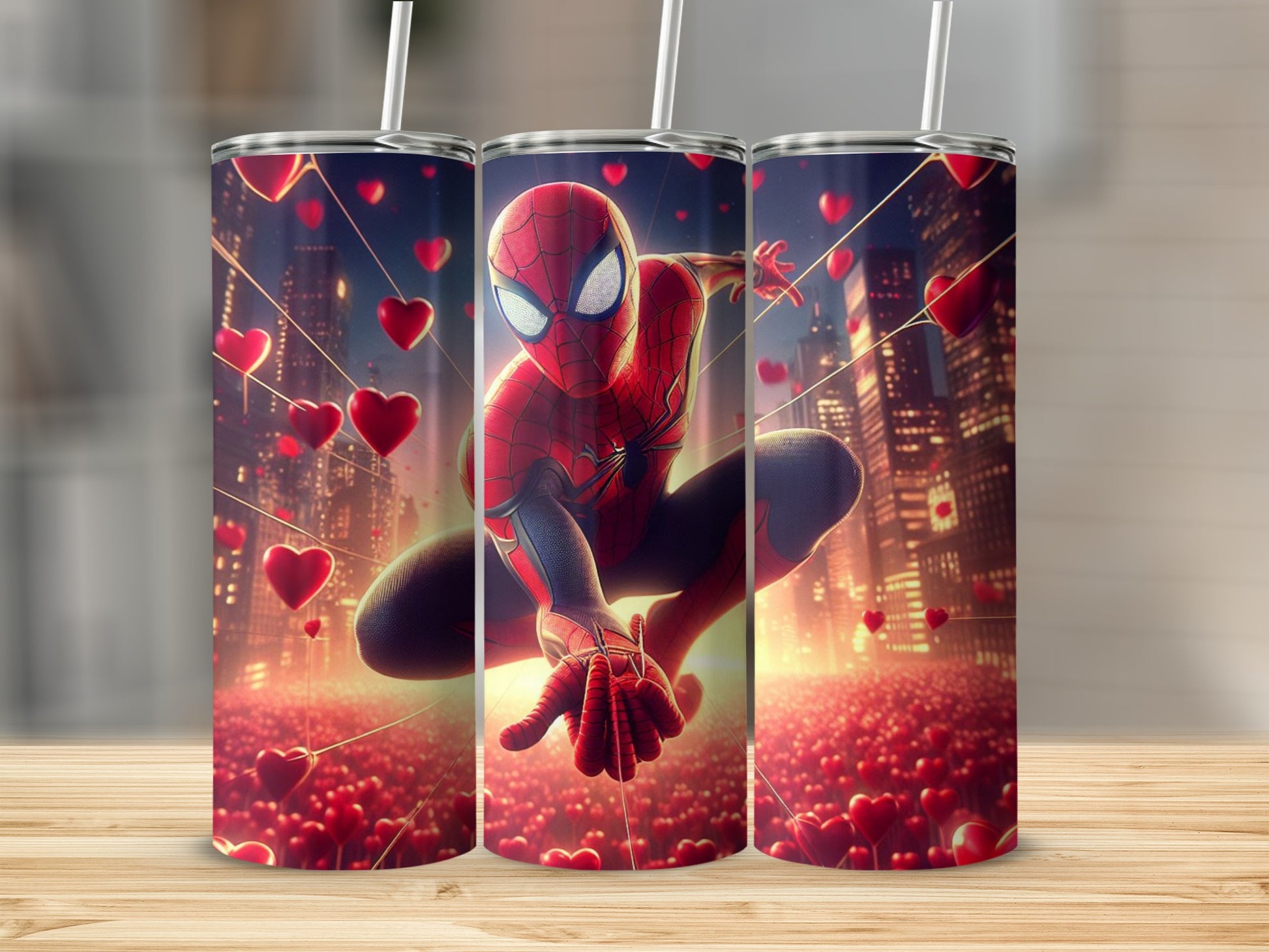 Spider-Man with Hearts Design Tumbler for Fans