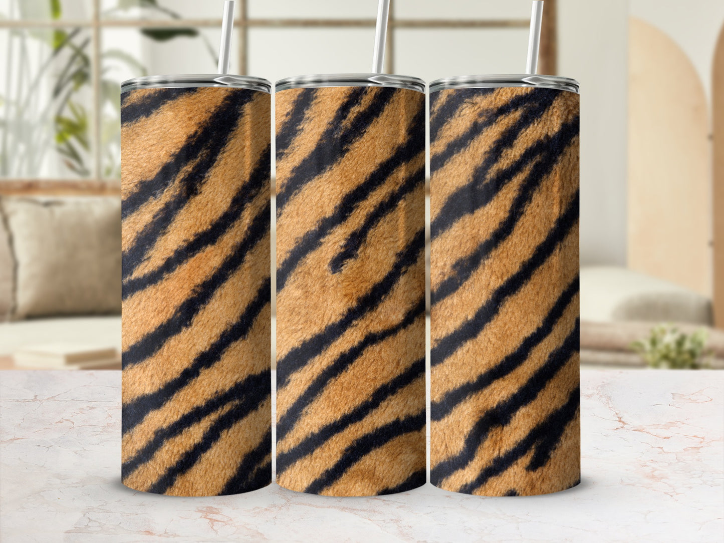 Stylish Tiger Stripe Pattern Insulated Tumbler