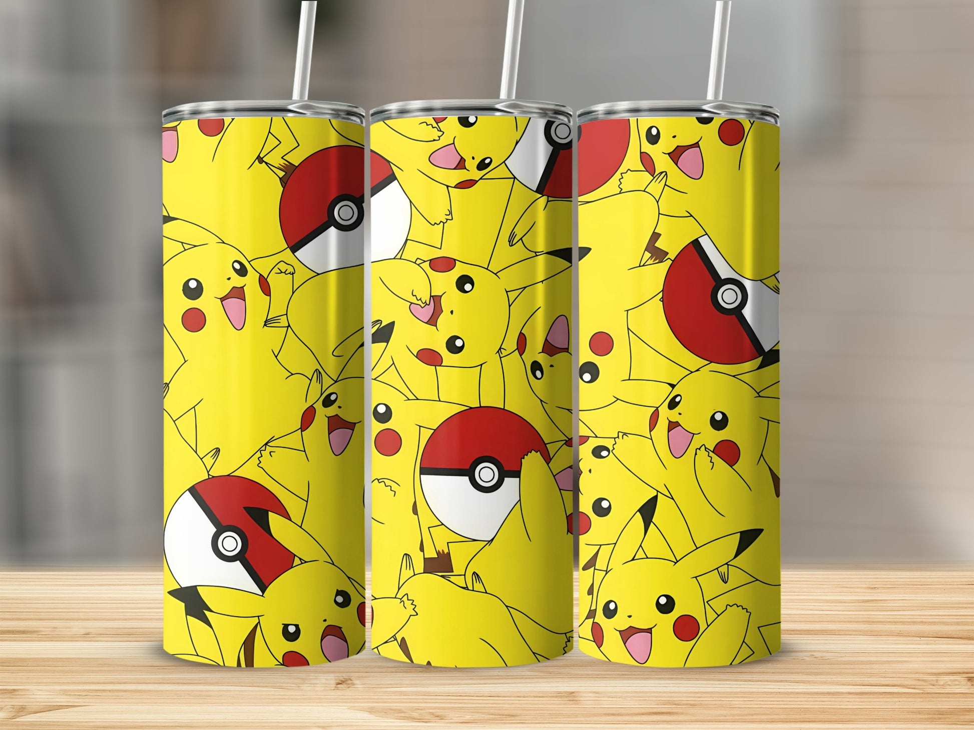 Pikachu All-Over Printed Yellow Tumbler Cup