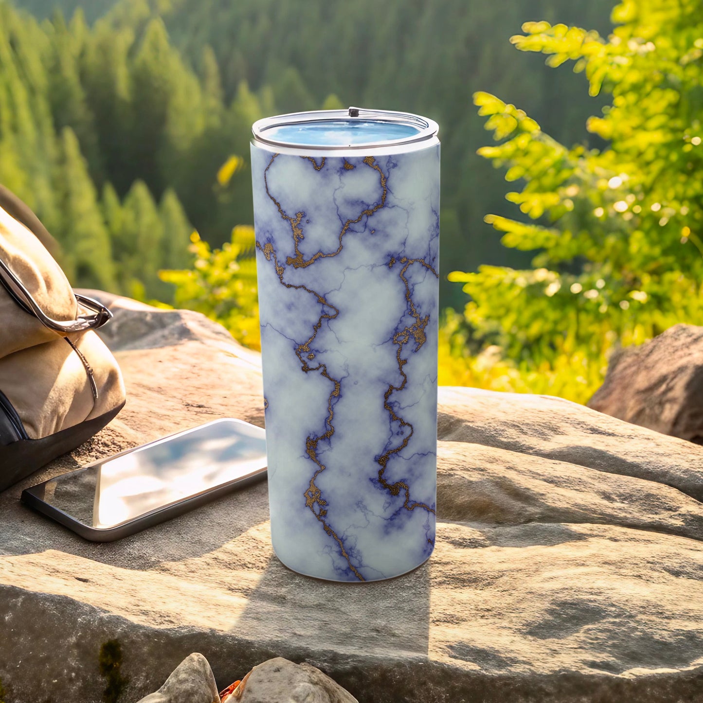 Elegant Blue Gold Marble Swirl Tumbler product type