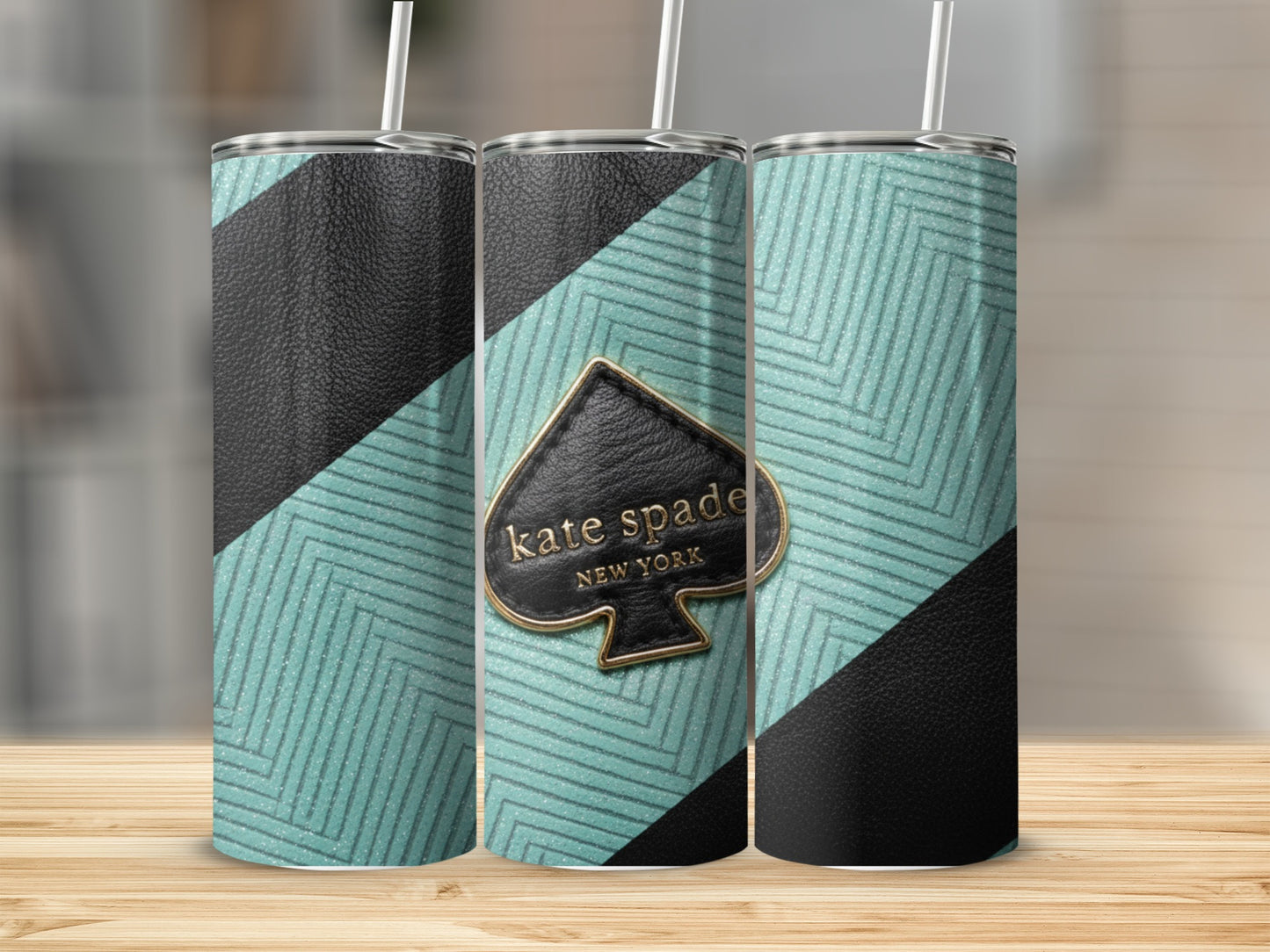 Kate Spade Inspired  New York Emblem with Stripes and Chevron Tumblers