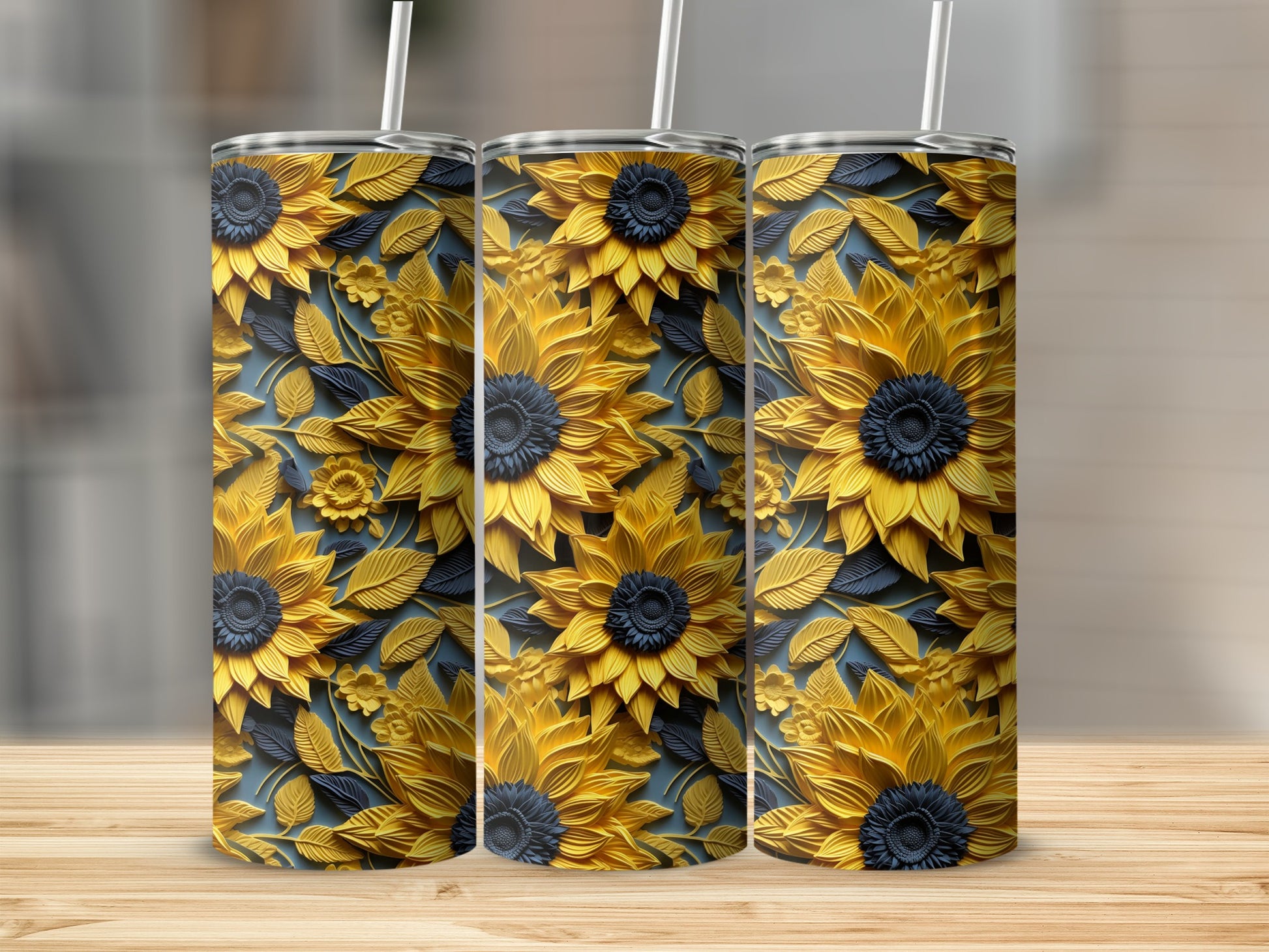 Vibrant Sunflower Design on Drinkware Tumbler
